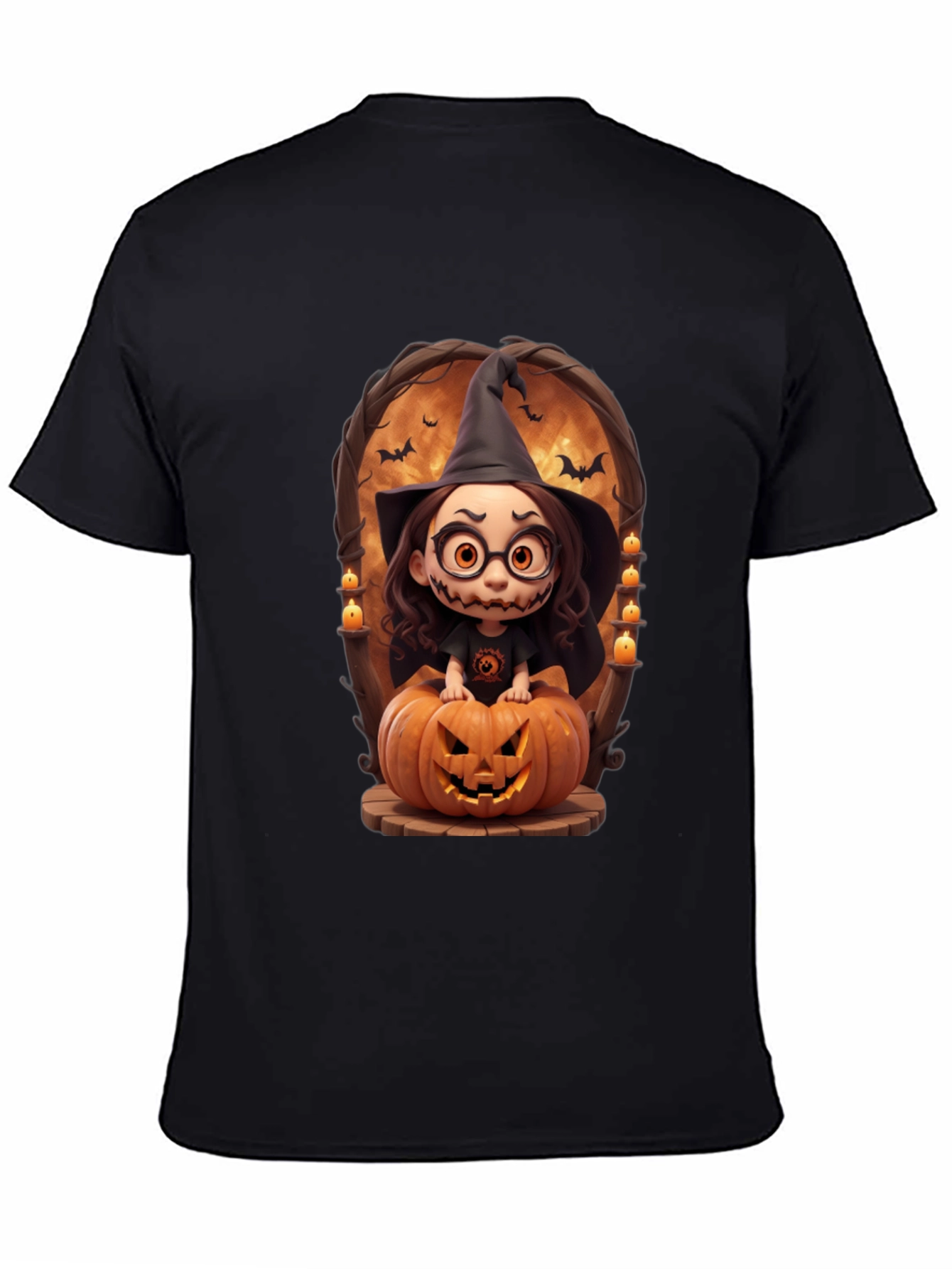 Halloween Witch on Pumpkin Graphic Tee
