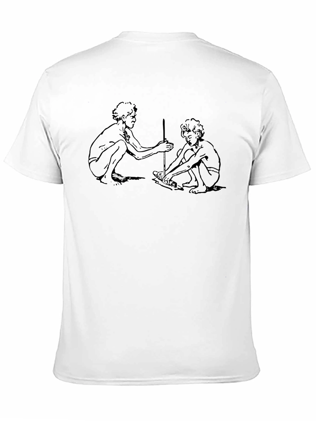 Black T-Shirt with Hand-Drawn Figures