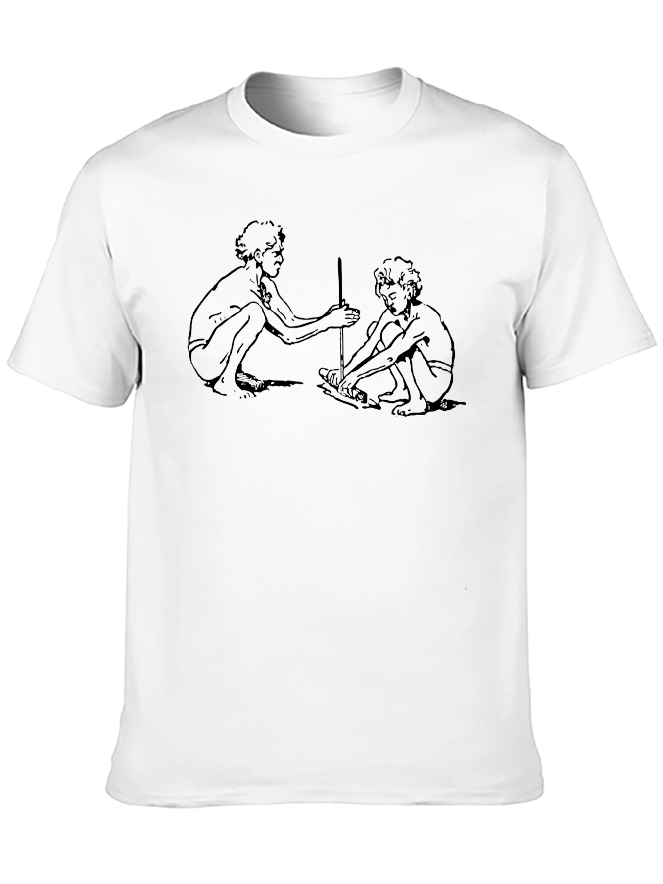 Black T-Shirt with Hand-Drawn Figures