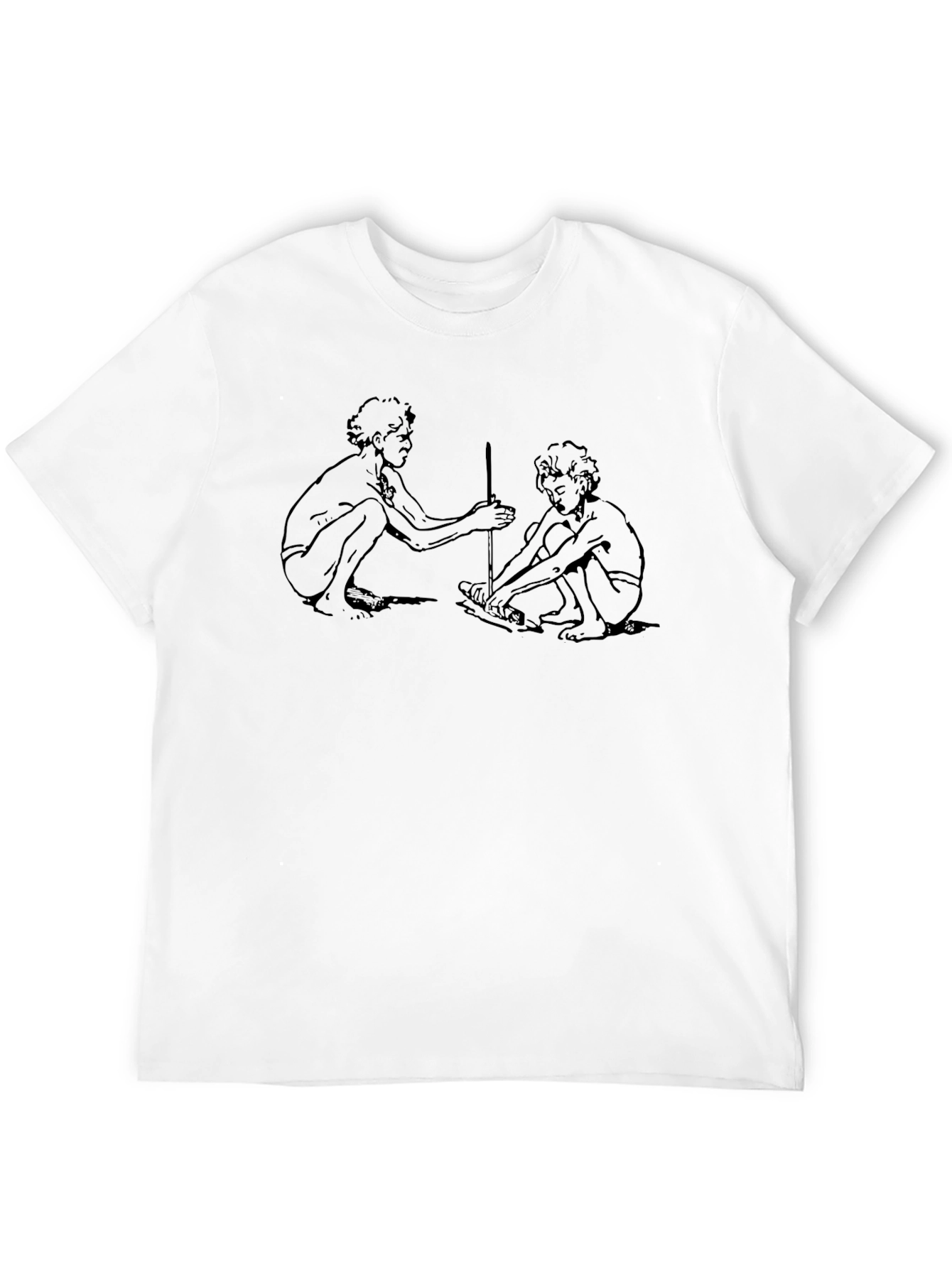Black T-Shirt with Hand-Drawn Figures