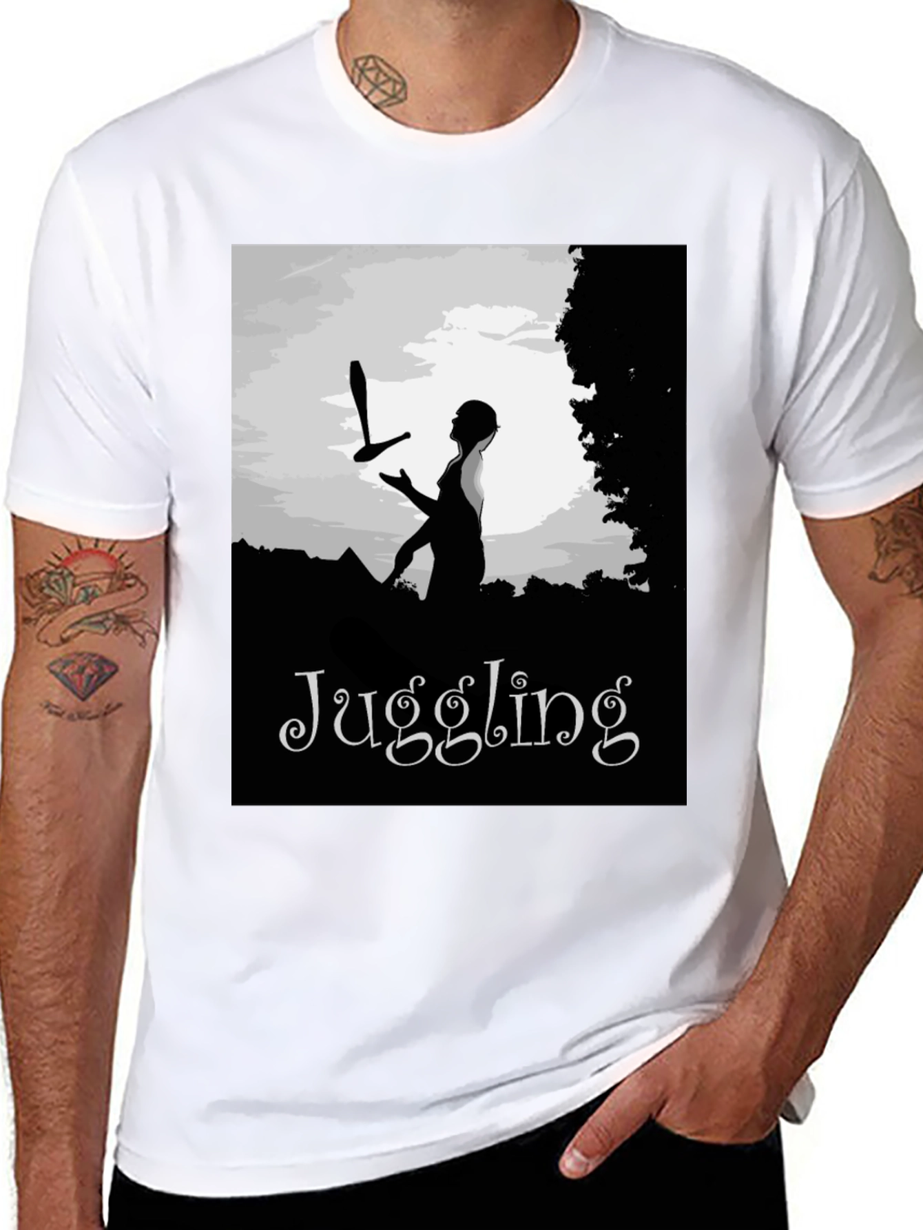 Juggling Graphic T-Shirt - Silhouette Design