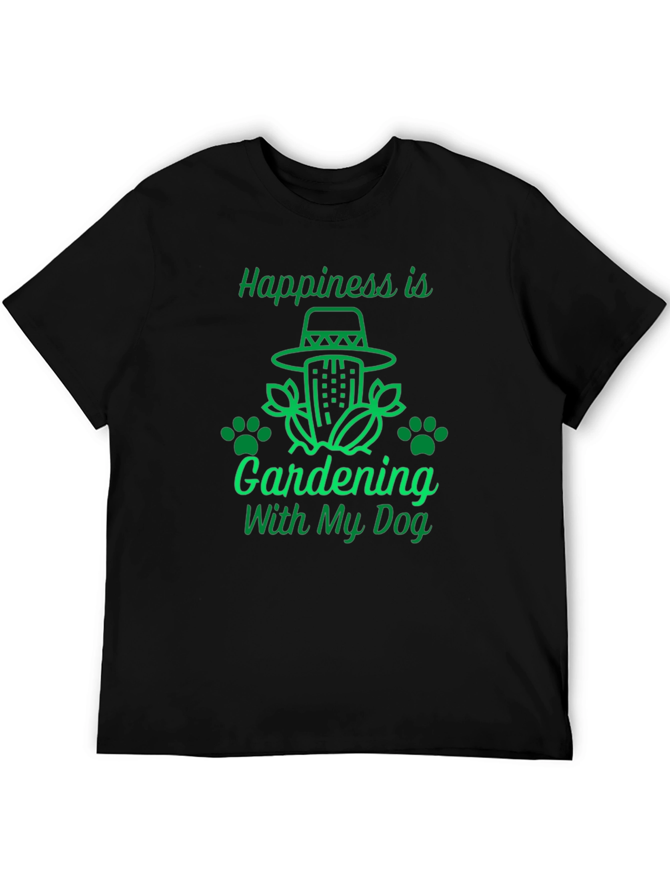 Gardening with My Dog Black Graphic T-Shirt