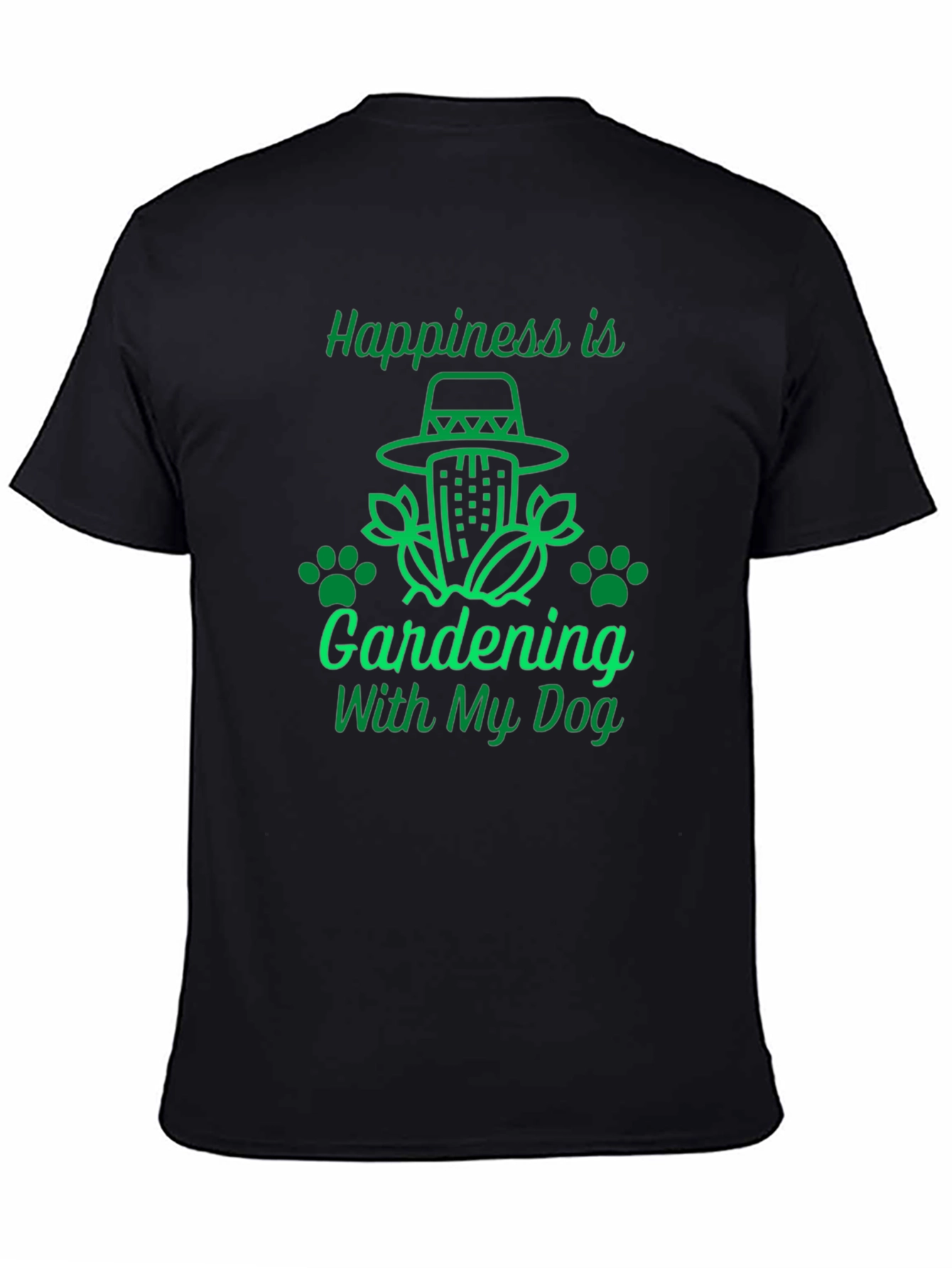 Gardening with My Dog Black Graphic T-Shirt