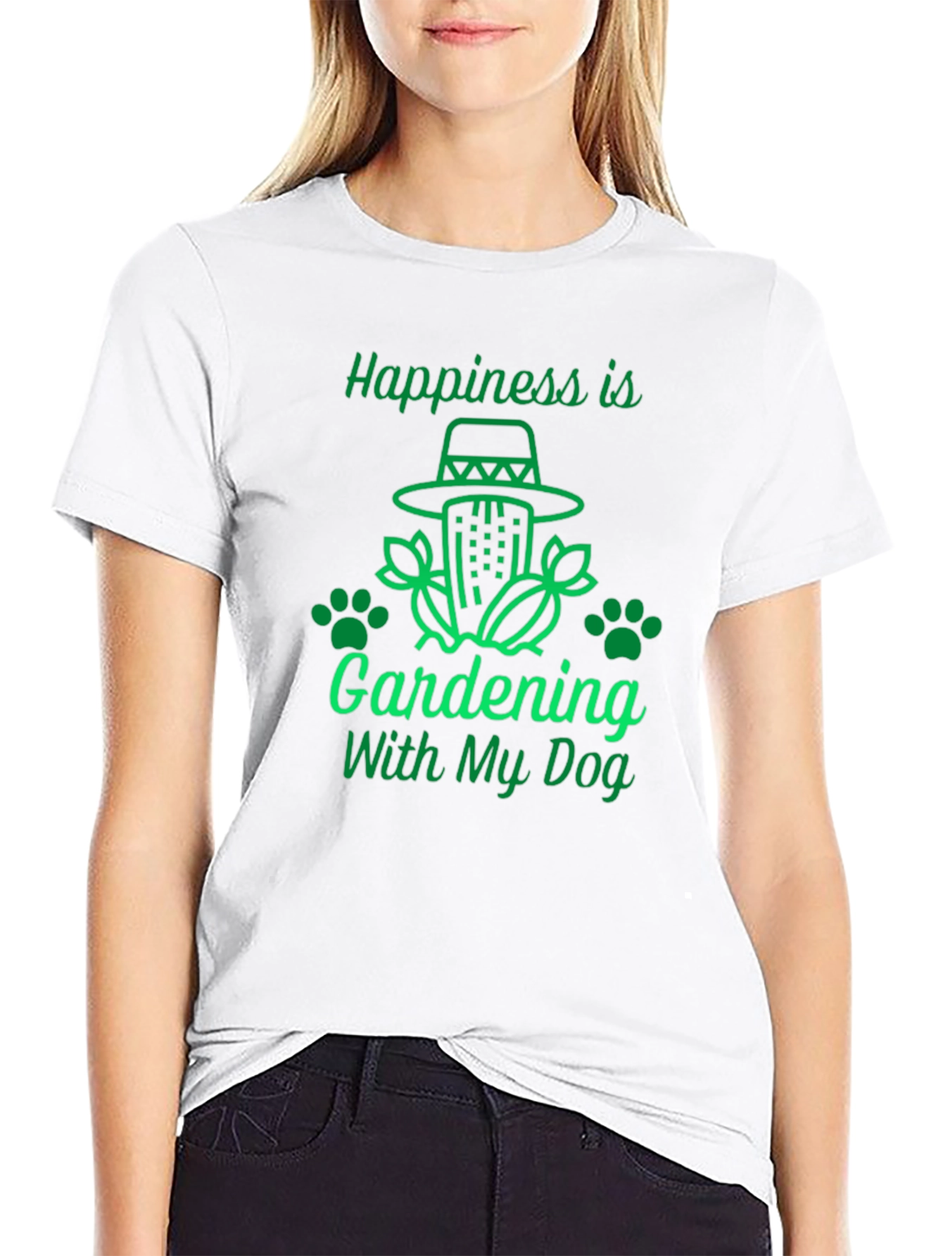 Gardening with My Dog Black Graphic T-Shirt