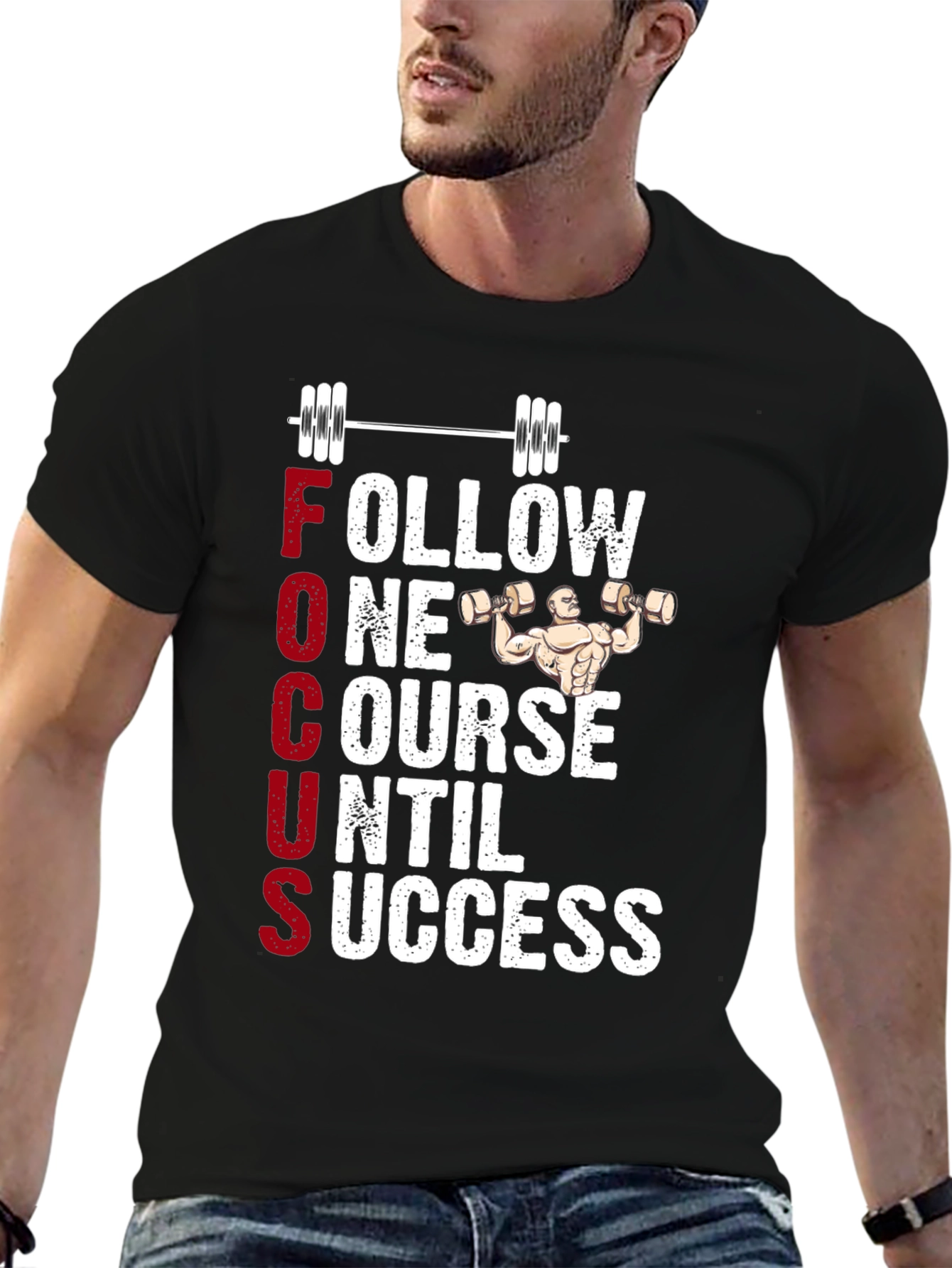 Fitness Motivation T-Shirt - Follow One Course Until Success