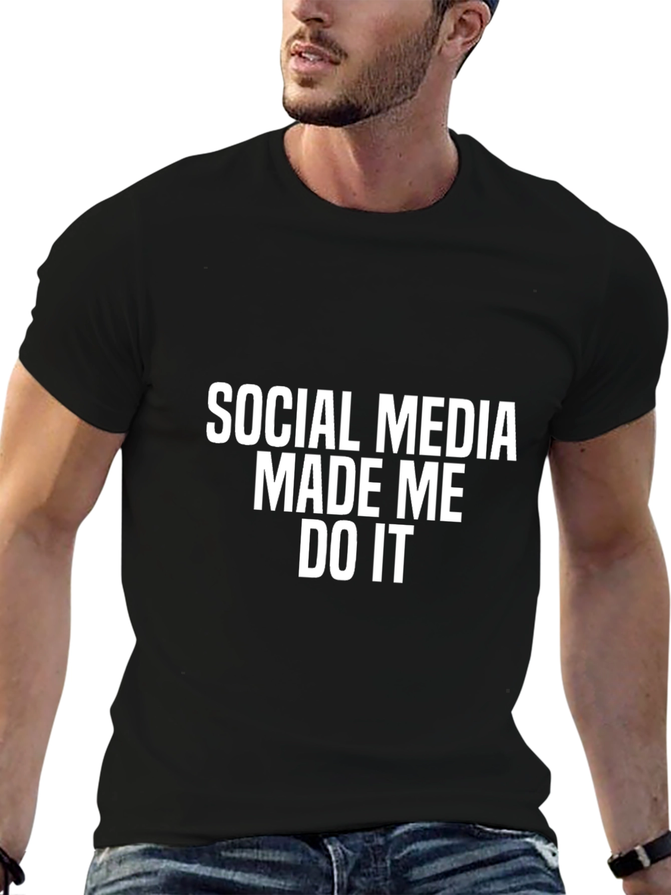 Social Media Made Me Do It Black T-Shirt