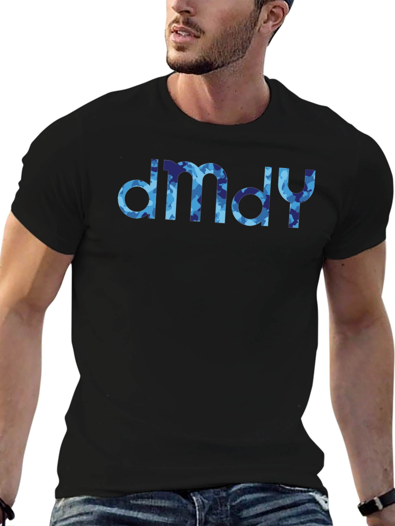 dmdy Camouflage Print Black T-Shirt