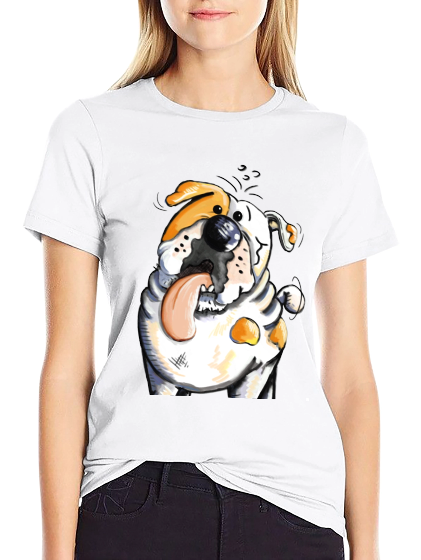 Cartoon Bulldog Graphic T-Shirt - Funny Dog Tee