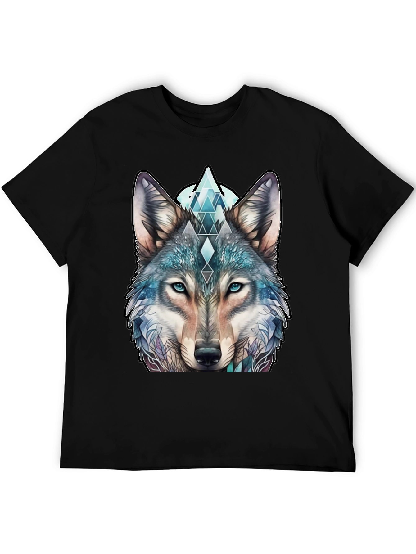 Wolf Graphic Tee - Geometric Design Soft Cotton
