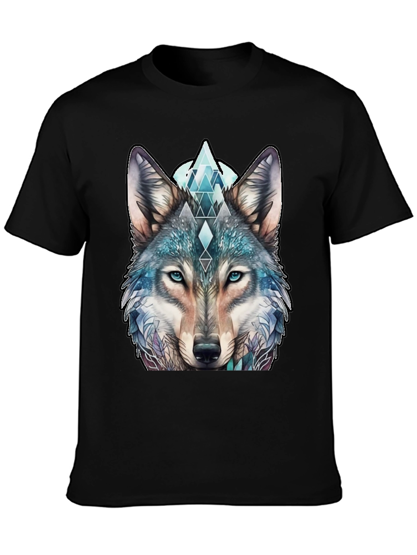 Wolf Graphic Tee - Geometric Design Soft Cotton