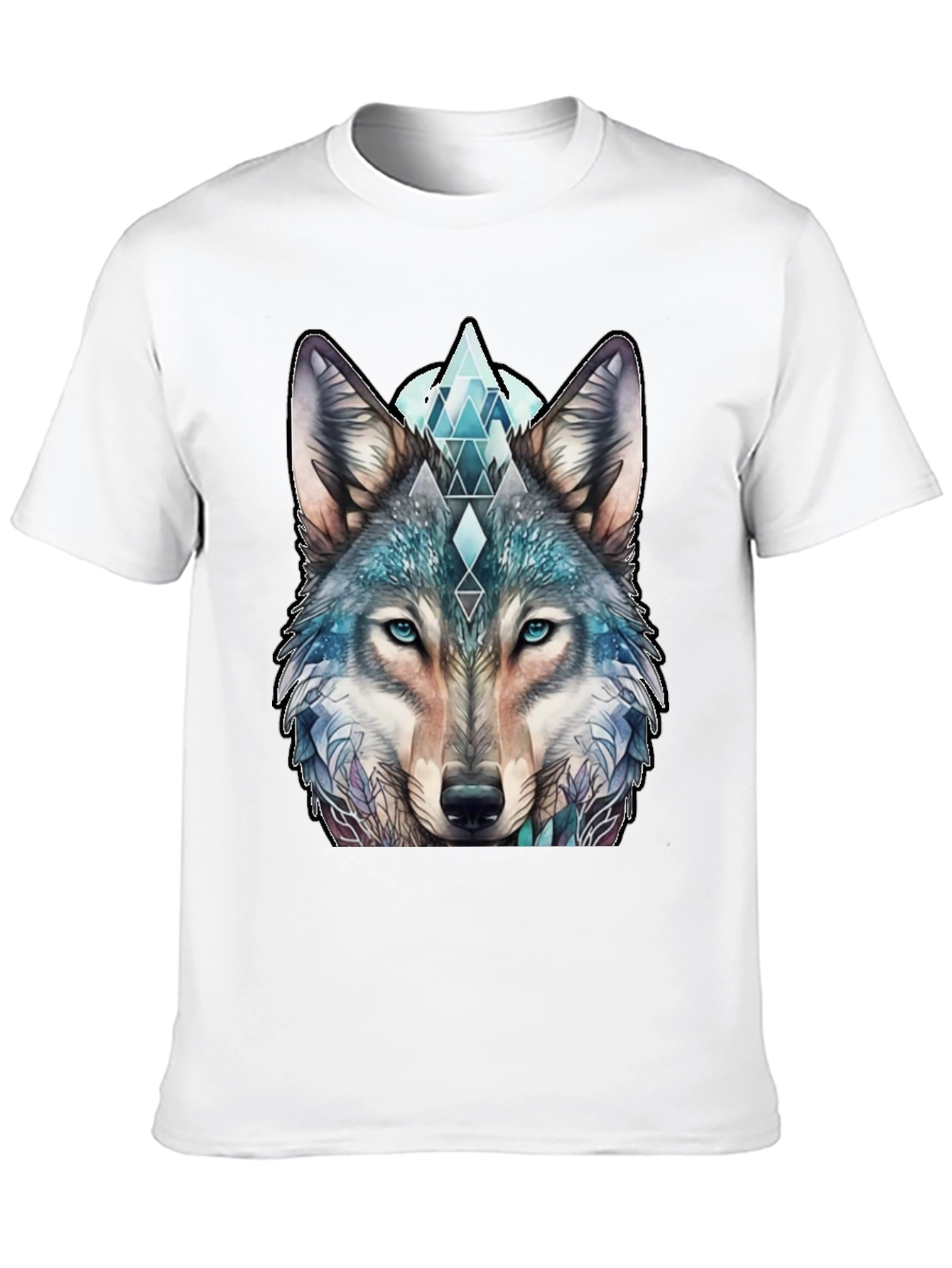 Wolf Graphic Tee - Geometric Design Soft Cotton