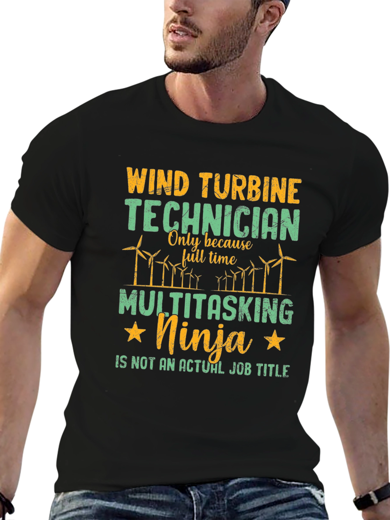 Wind Turbine Technician Multitasking Ninja T-Shirt