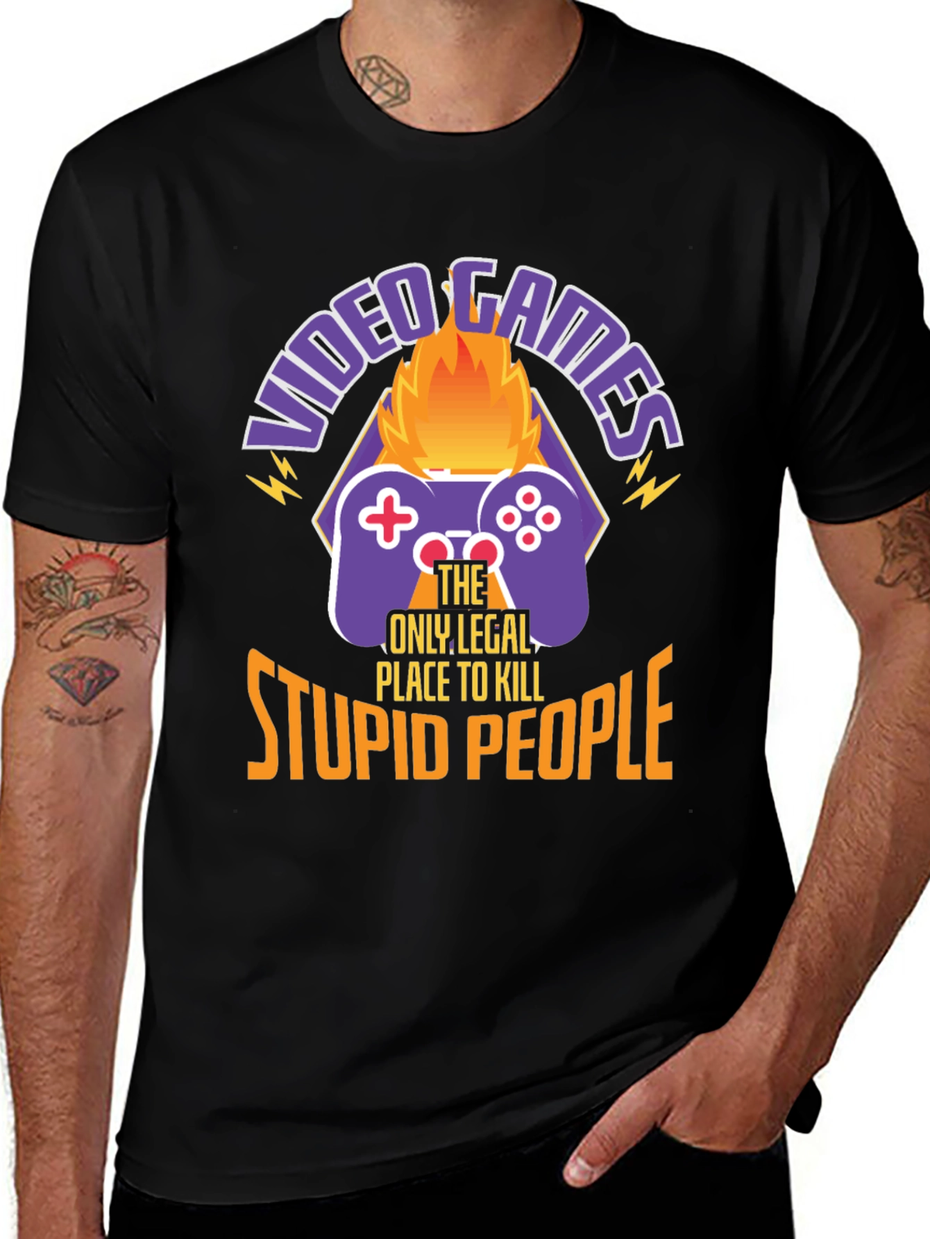 Video Game Kill Stupid People Graphic T-Shirt