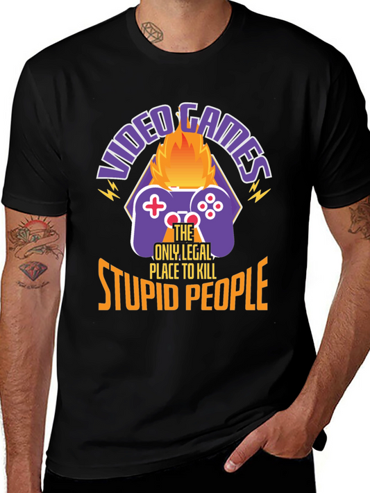 Video Game Kill Stupid People Graphic T-Shirt