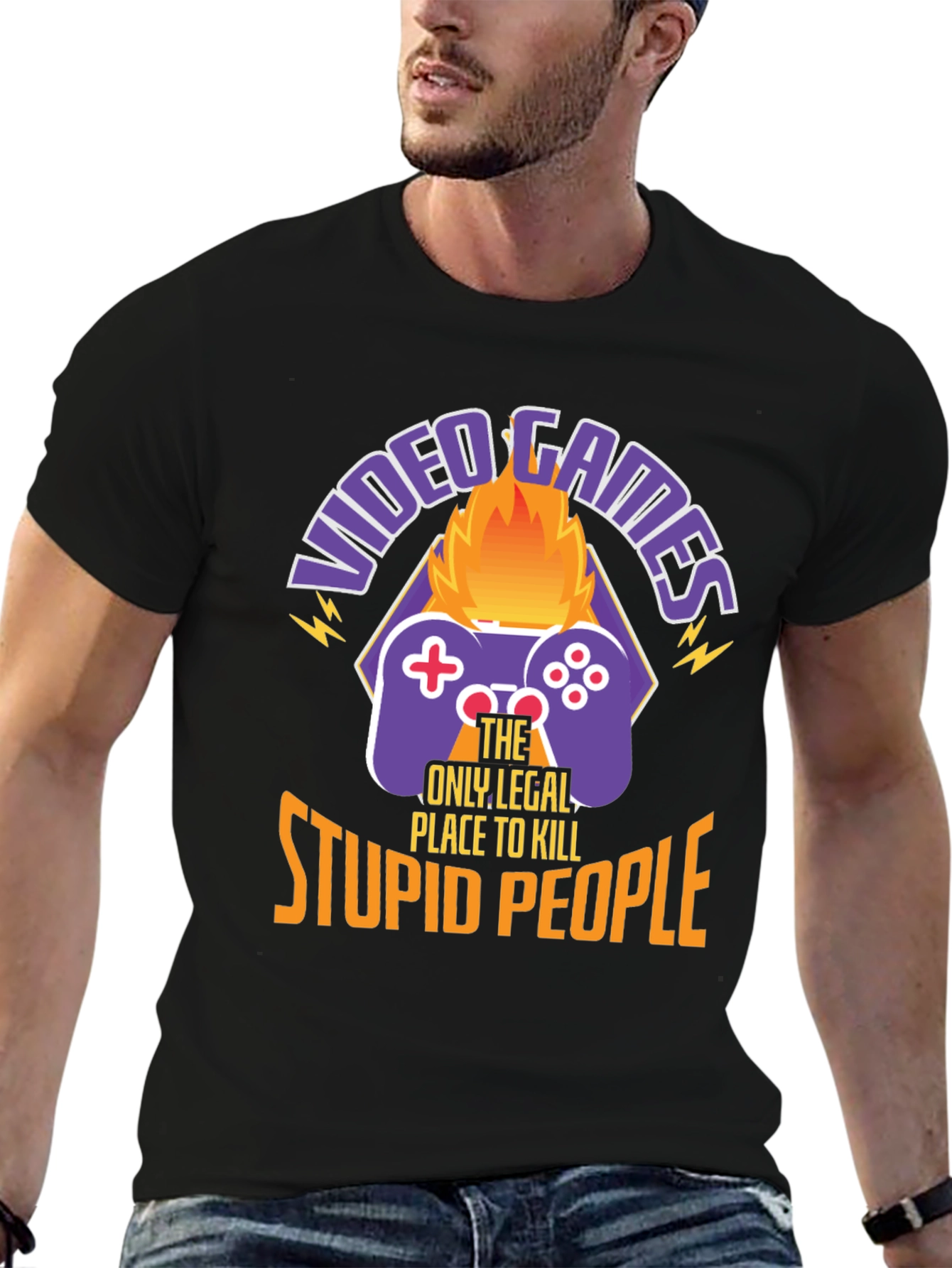 Video Game Kill Stupid People Graphic T-Shirt