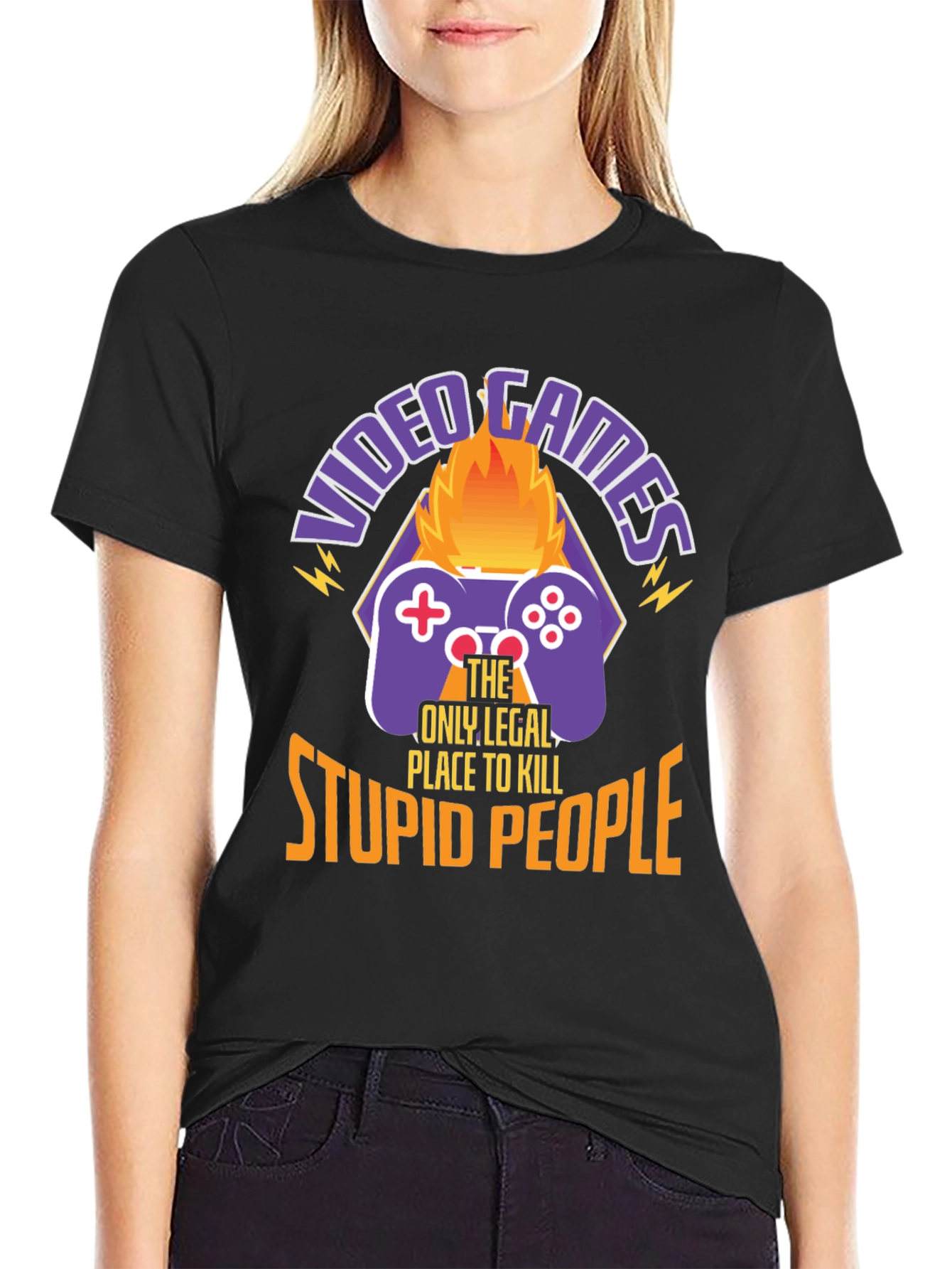 Video Game Kill Stupid People Graphic T-Shirt