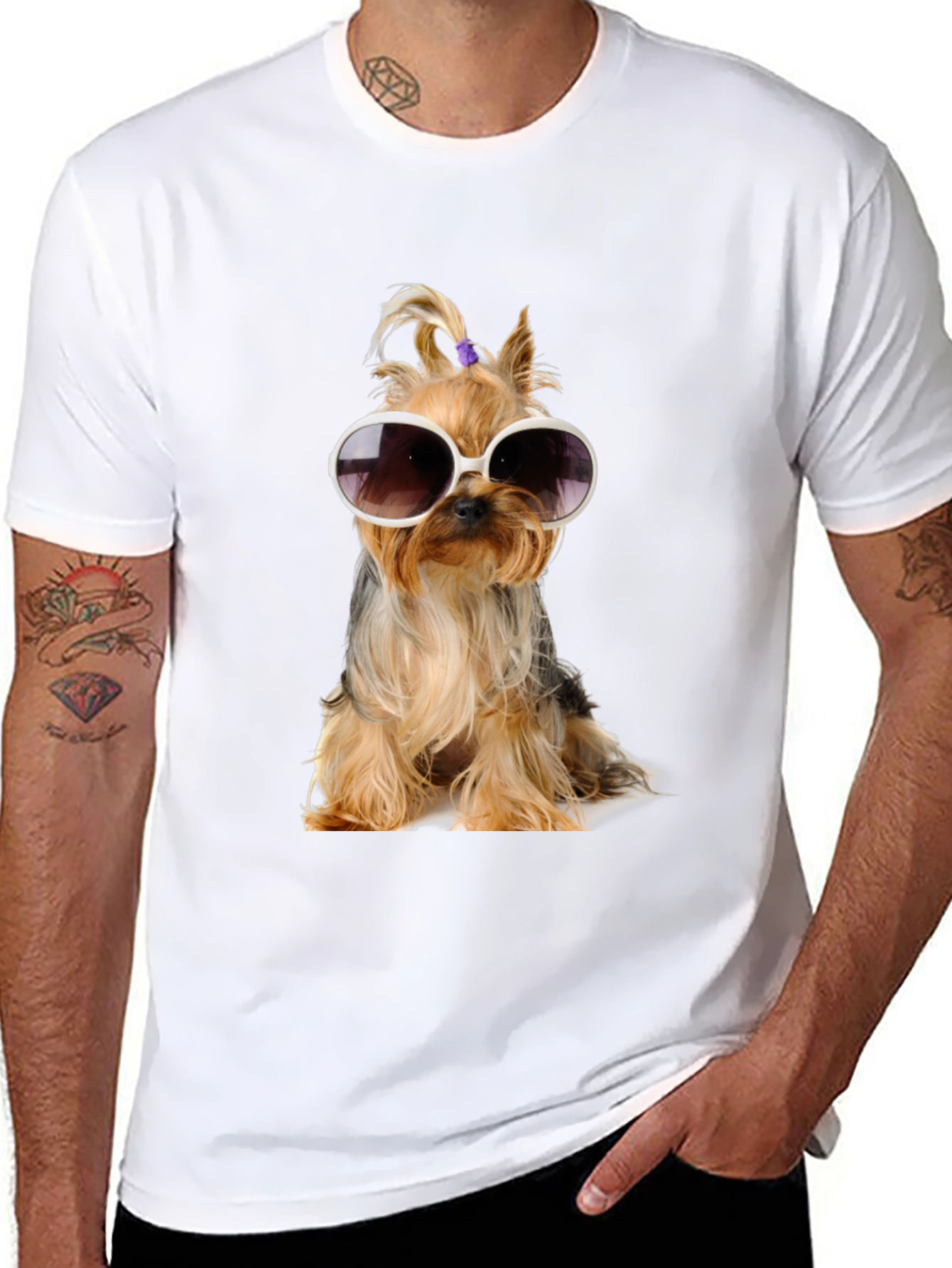 Yorkie Dog Sunglasses T-Shirt