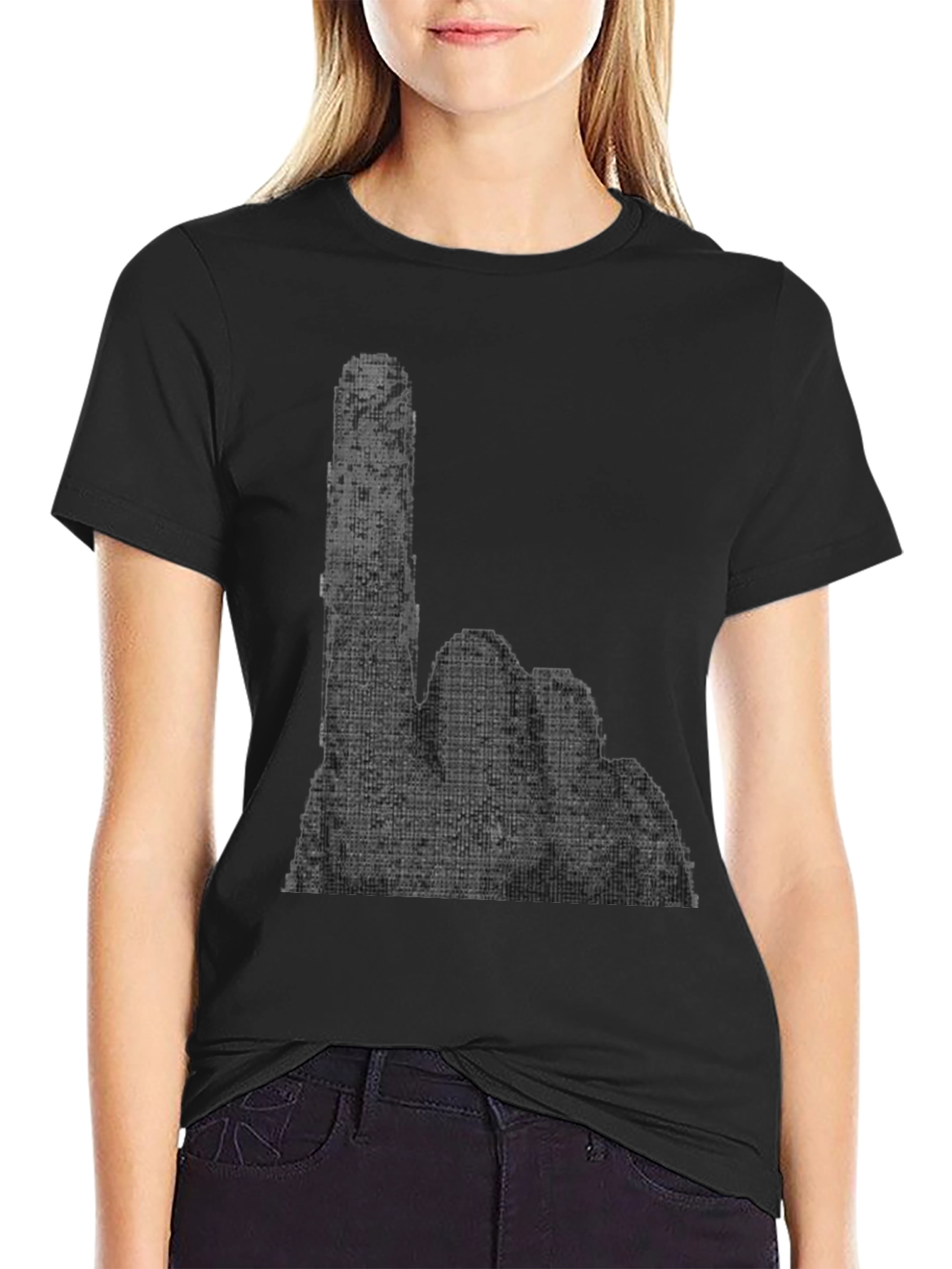 Graphic Hand Gesture T-Shirt - Black
