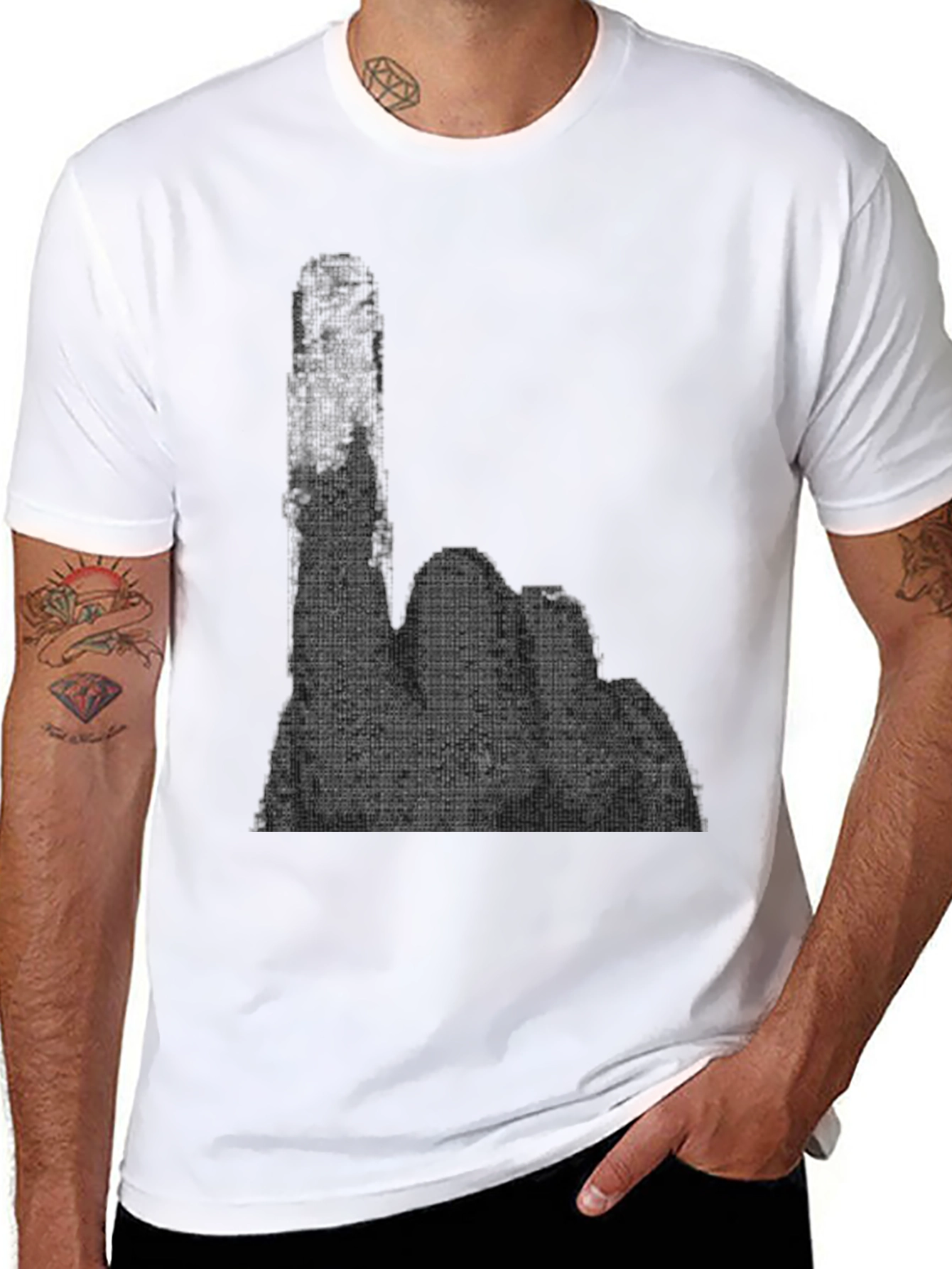 Graphic Hand Gesture T-Shirt - Black