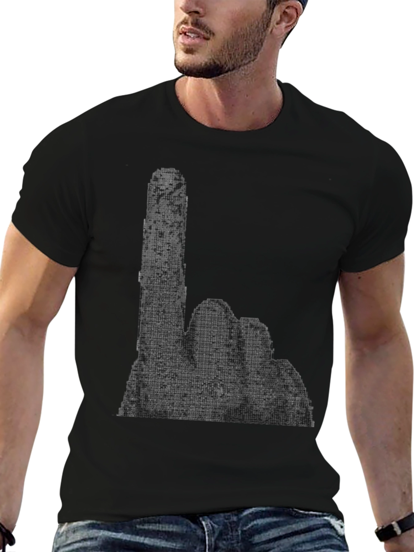 Graphic Hand Gesture T-Shirt - Black