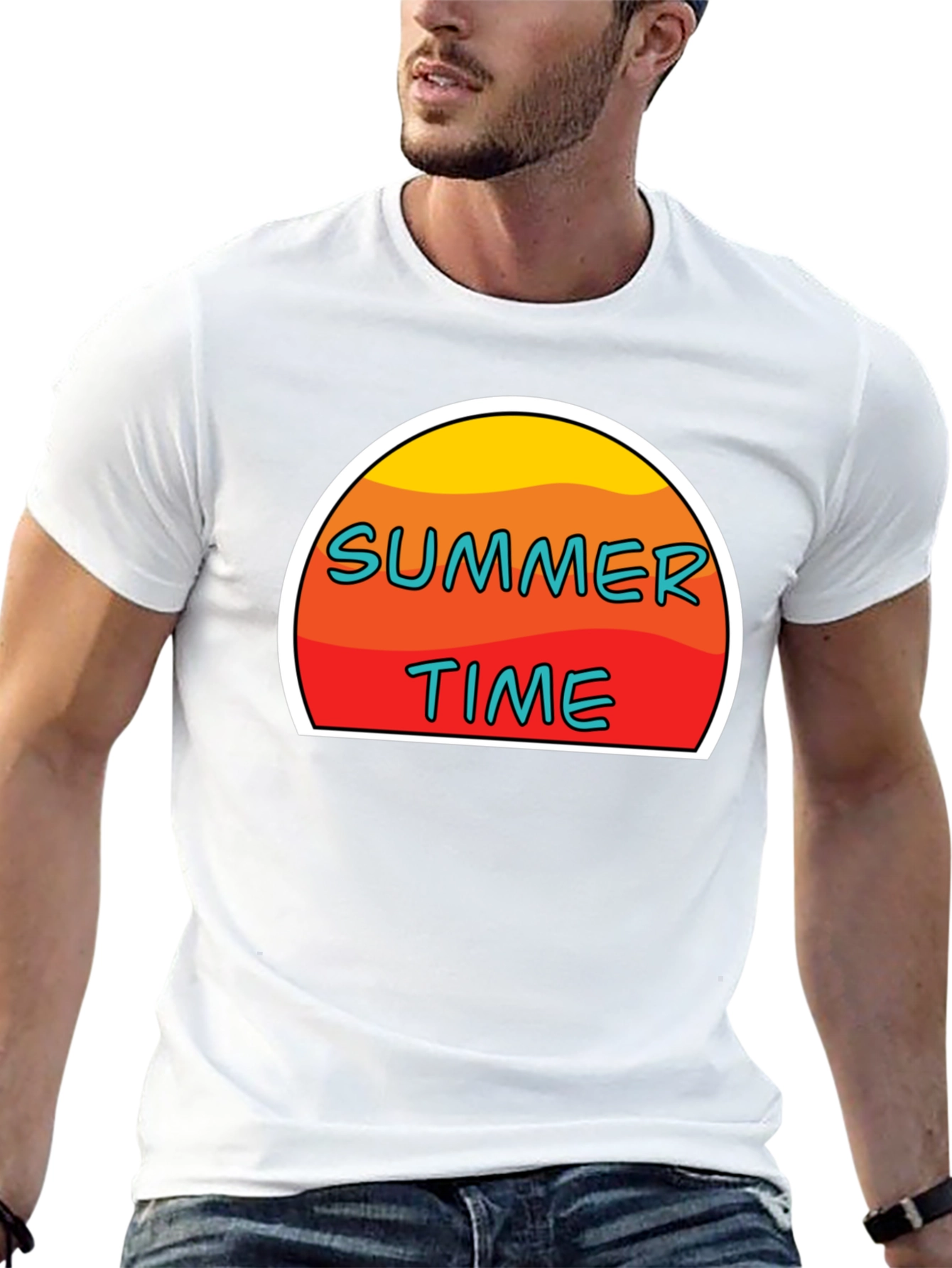 Summer Time Graphic T-Shirt - Retro Sun Design