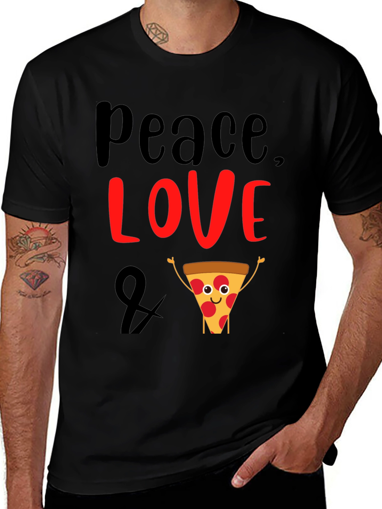 Peace Love and Pizza Graphic T-Shirt