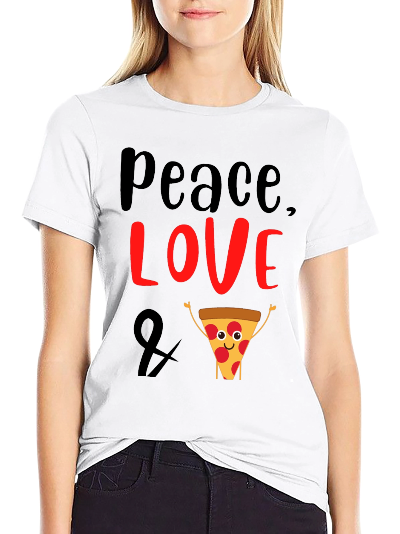 Peace Love and Pizza Graphic T-Shirt