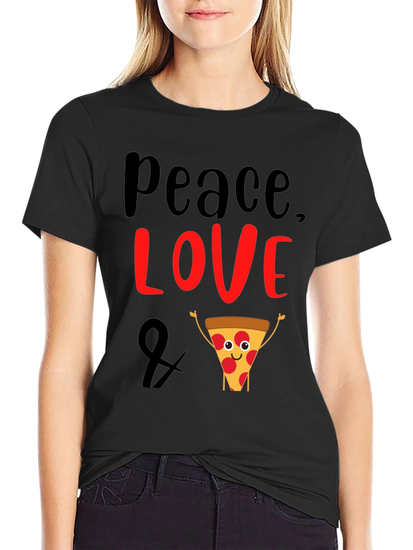 Peace Love and Pizza Graphic T-Shirt