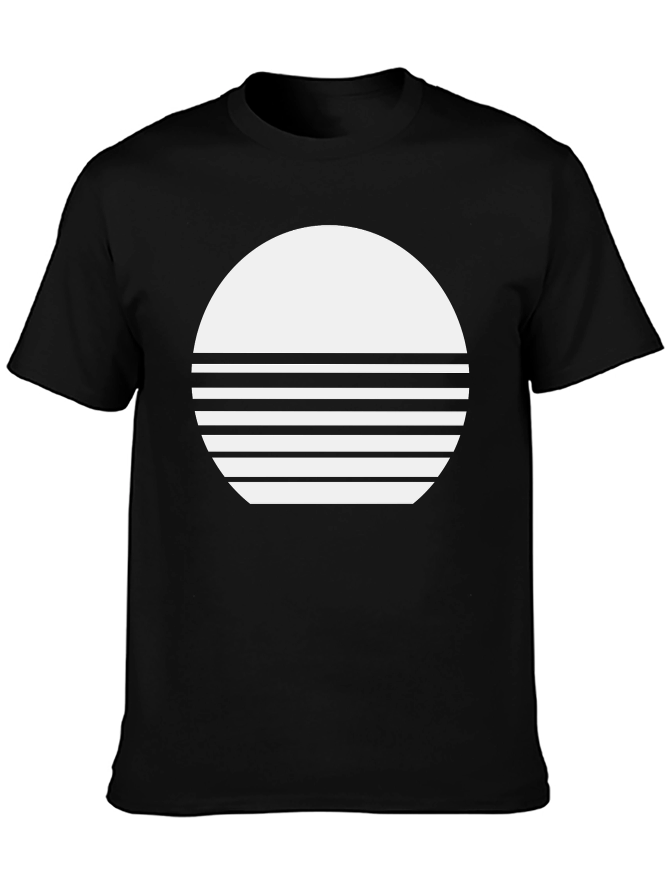 Modern Graphic Tee - Black with White Circle Design