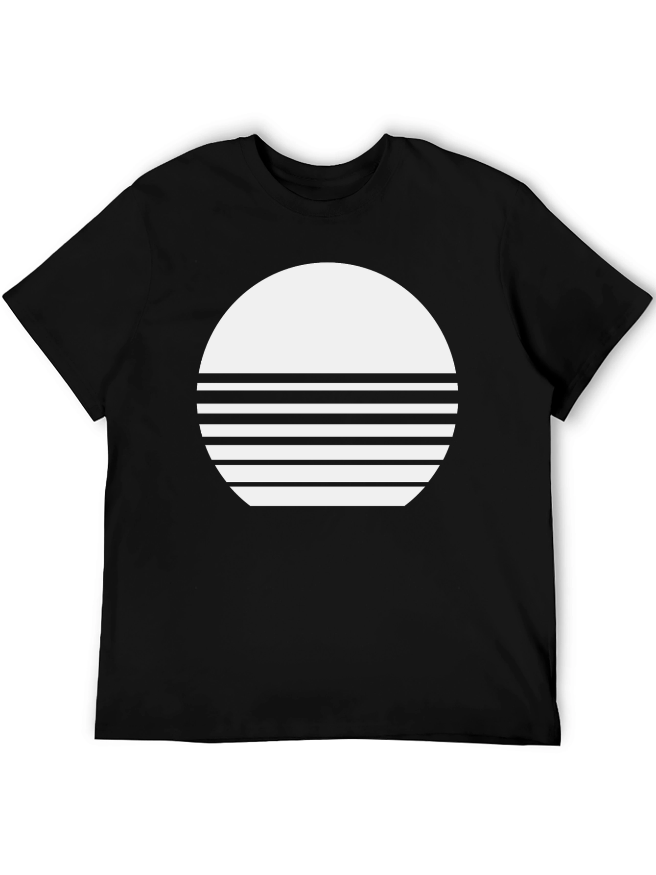 Modern Graphic Tee - Black with White Circle Design