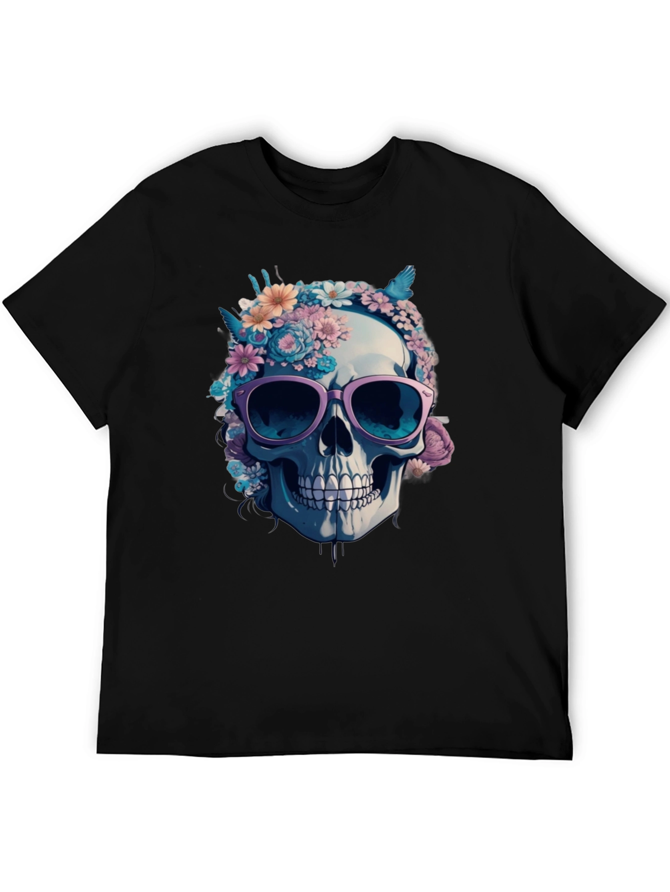 Floral Skull Graphic Tee - Stylish Skull T-Shirt