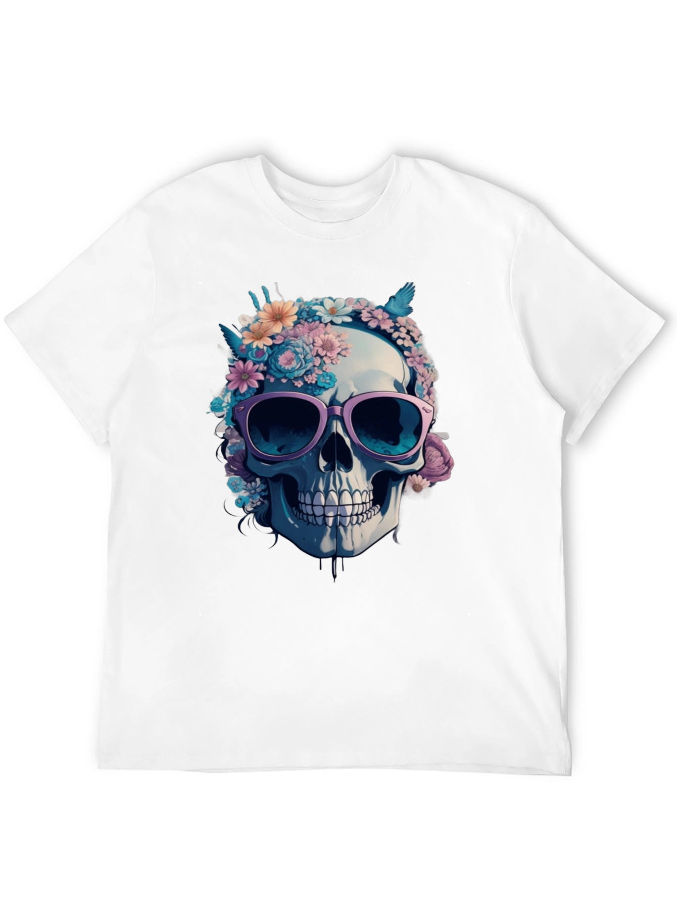 Floral Skull Graphic Tee - Stylish Skull T-Shirt