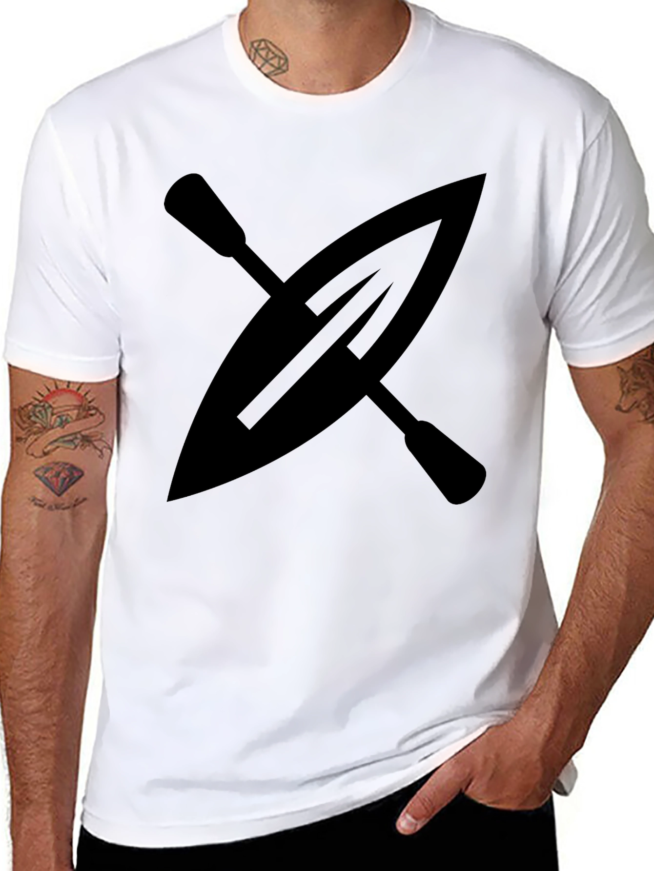 Kayak Paddle Graphic Tee - Black Cotton Shirt