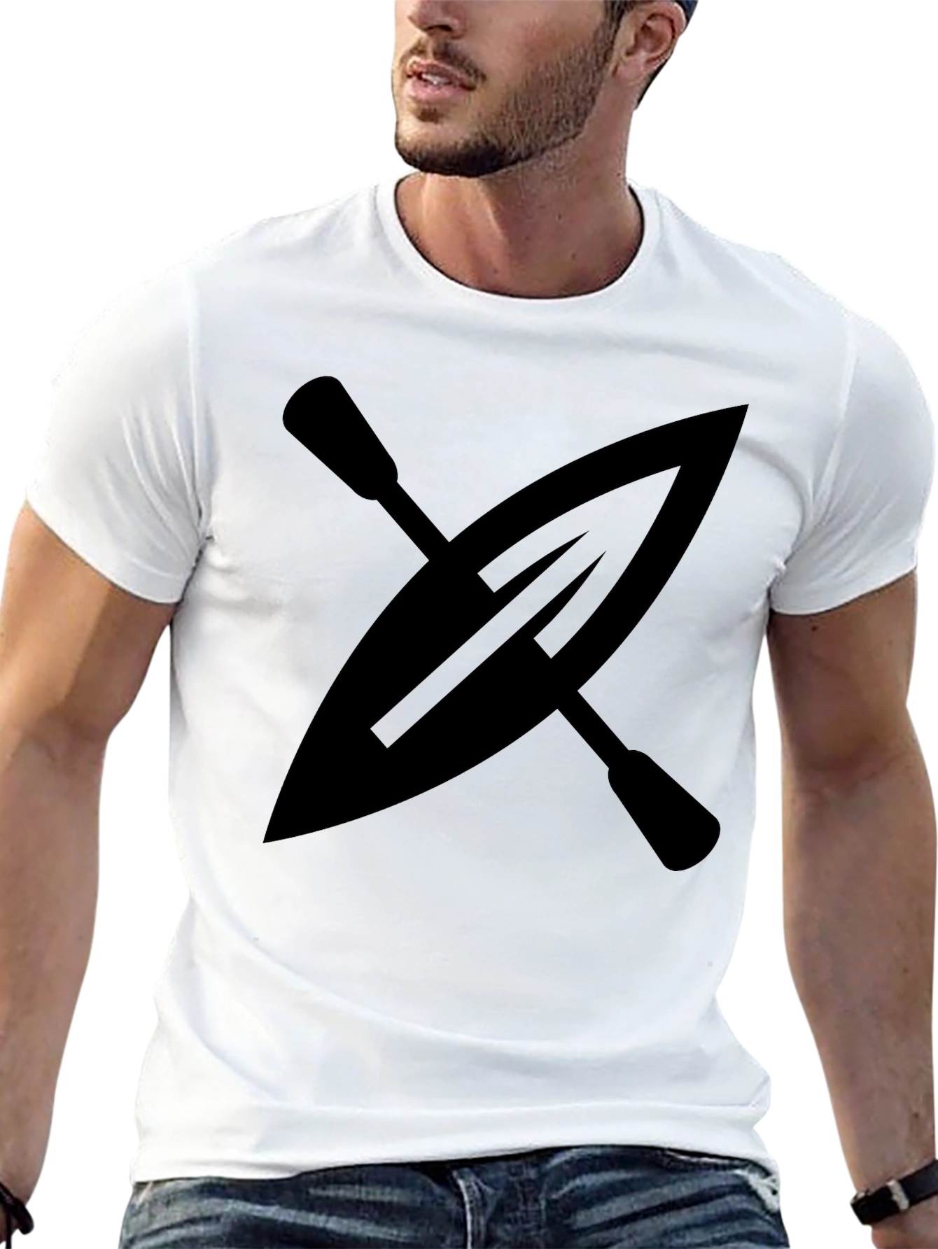 Kayak Paddle Graphic Tee - Black Cotton Shirt