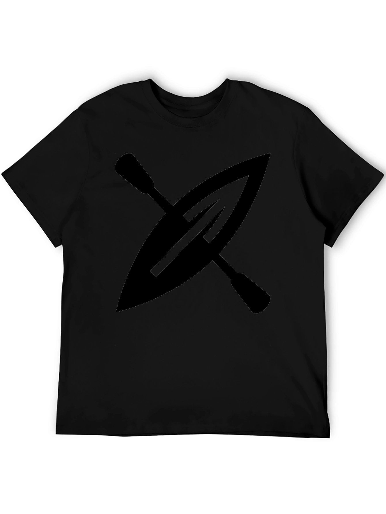 Kayak Paddle Graphic Tee - Black Cotton Shirt