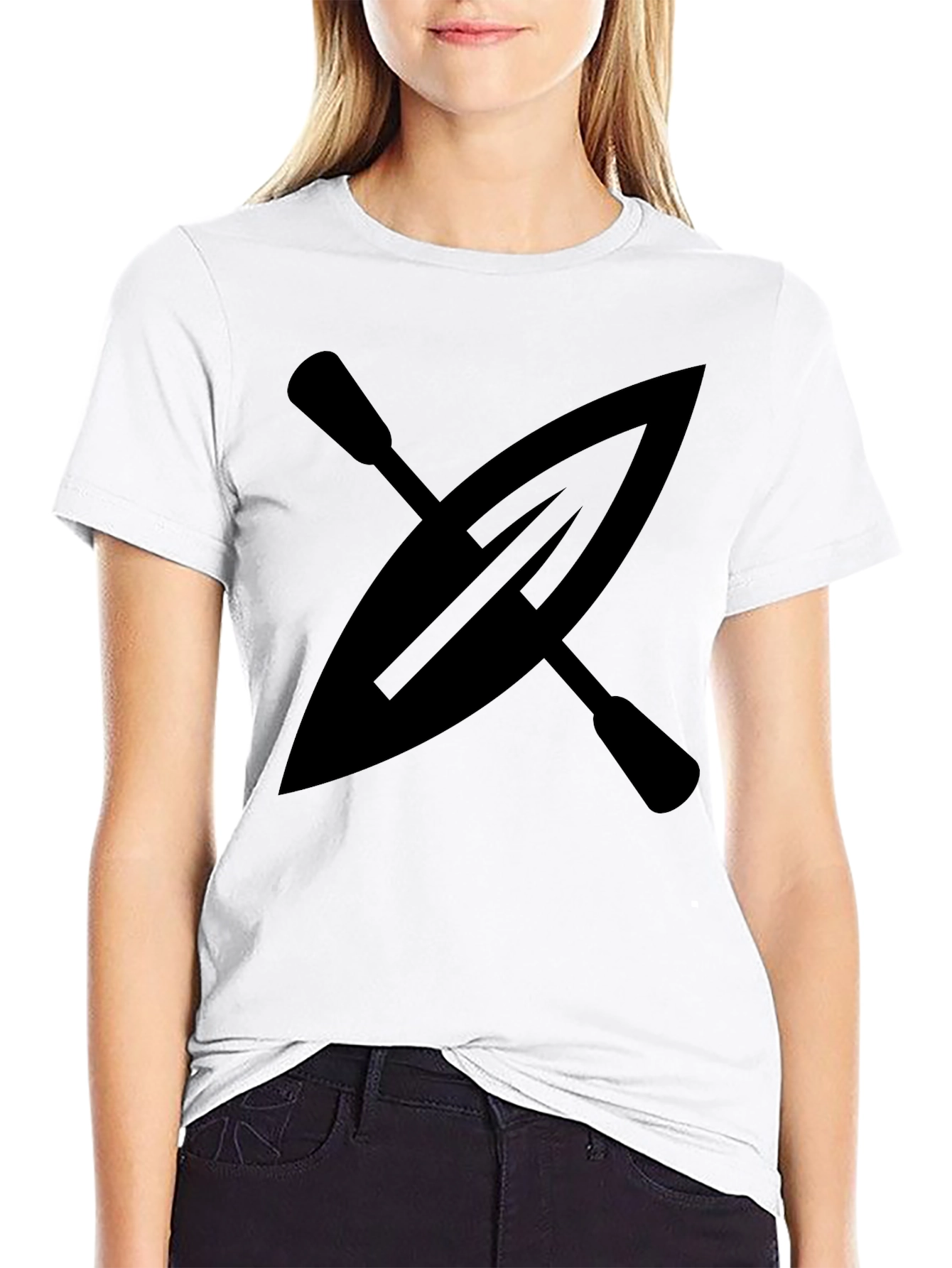 Kayak Paddle Graphic Tee - Black Cotton Shirt