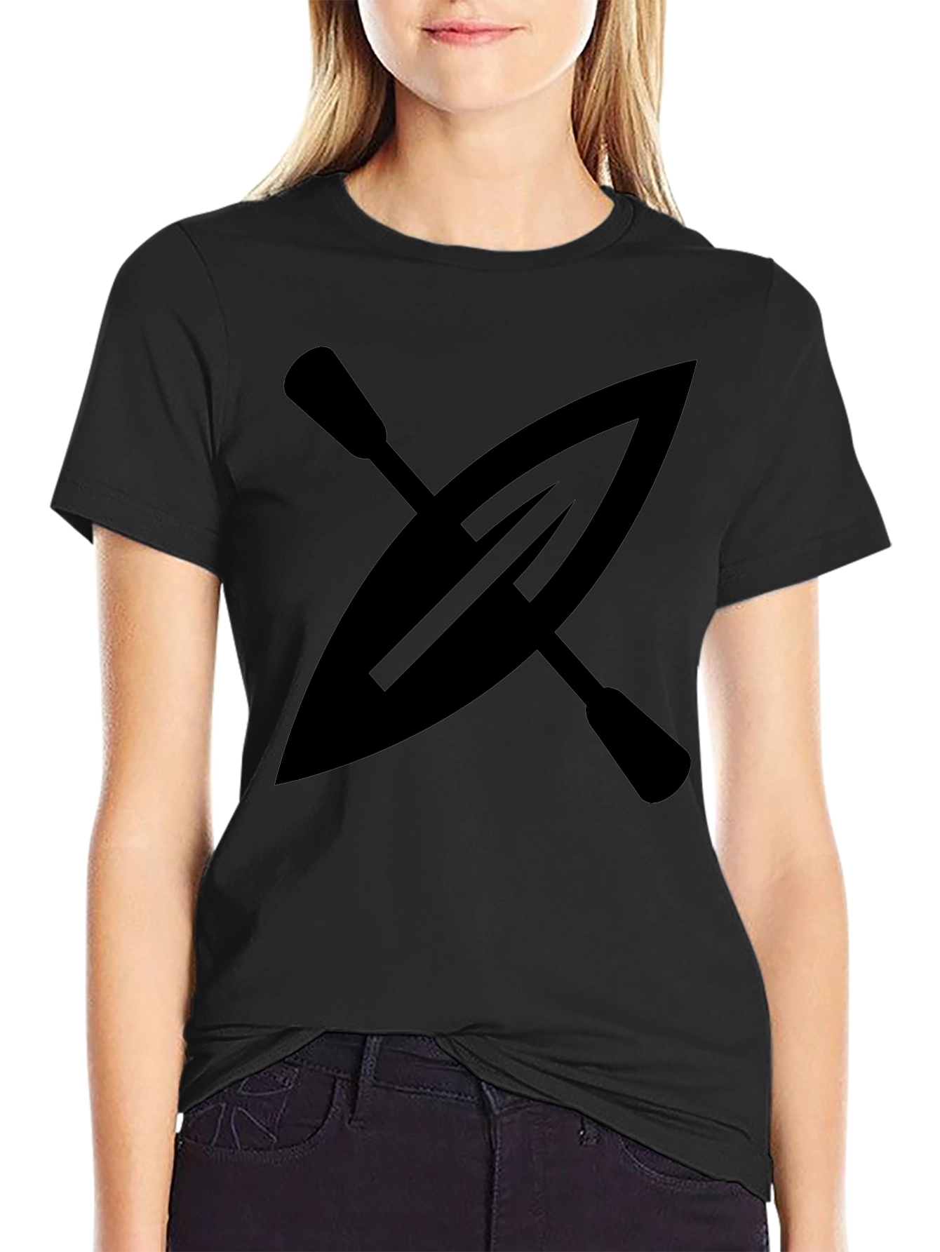 Kayak Paddle Graphic Tee - Black Cotton Shirt