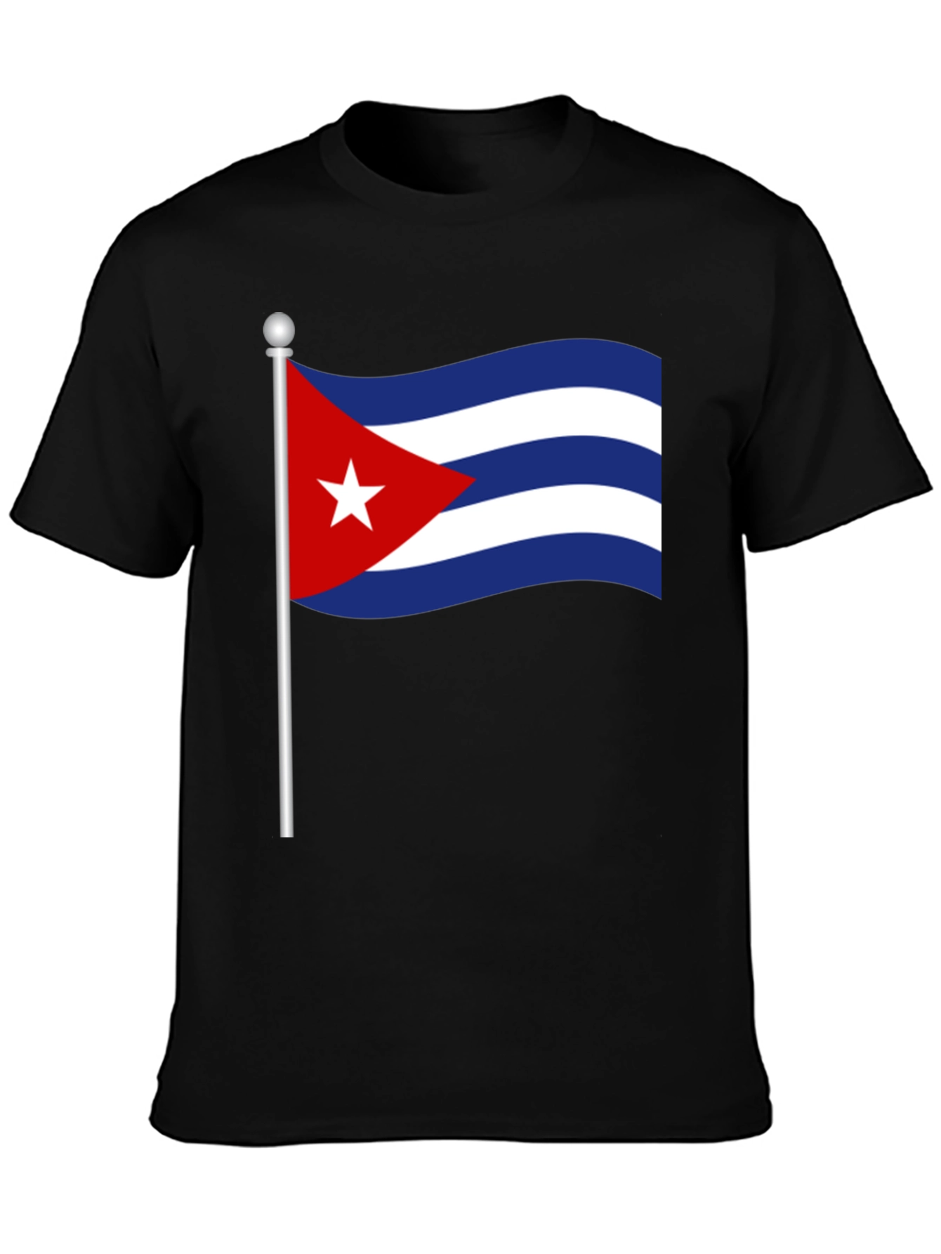 Cuba Flag T-Shirt - Black Crew Neck Tee