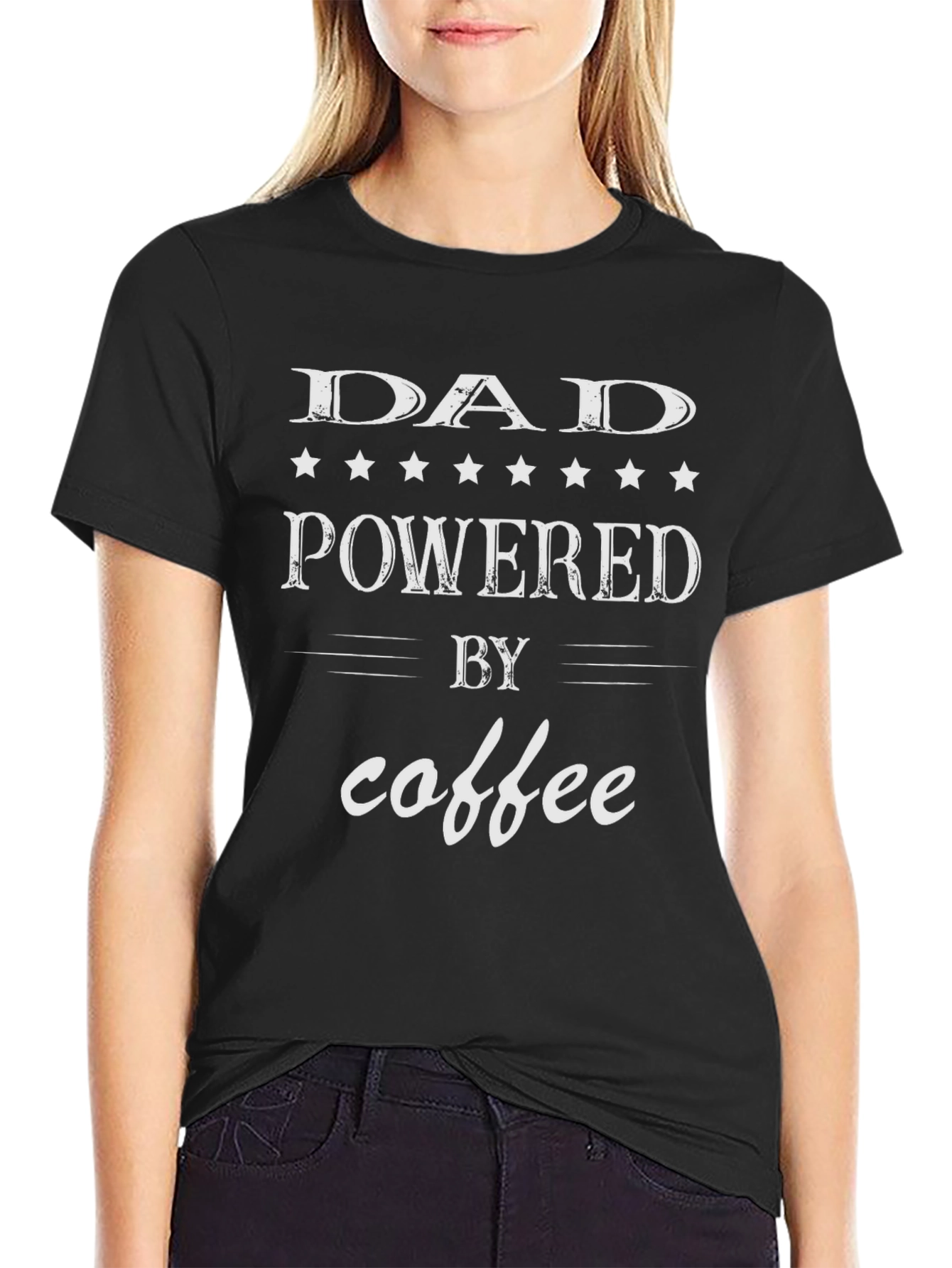 Dad Powered by Coffee Graphic T-Shirt