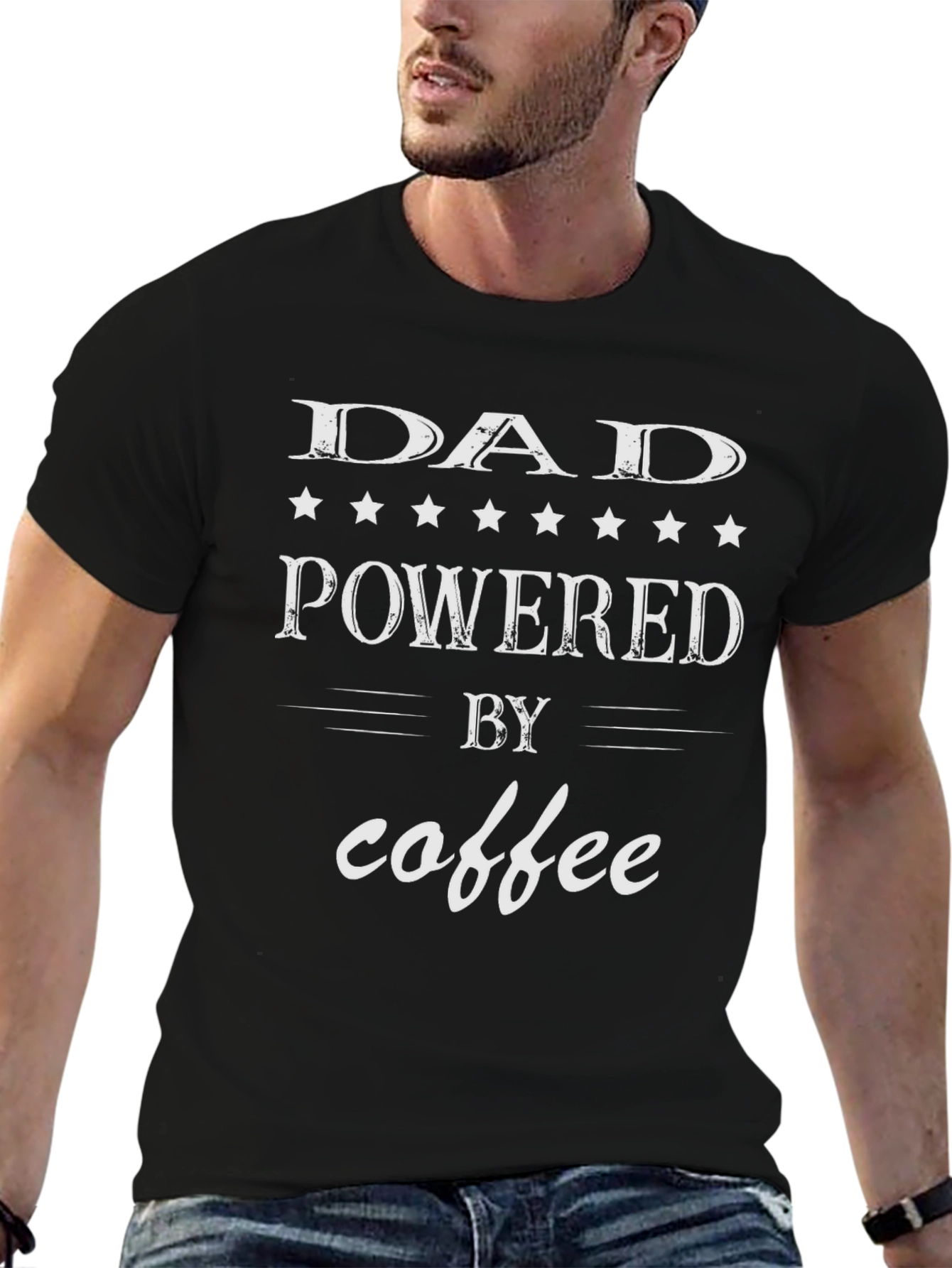 Dad Powered by Coffee Graphic T-Shirt