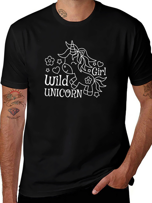 Wild Unicorn Girl Black T-Shirt