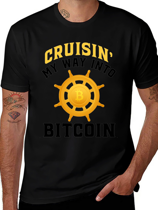 Cruisin Into Bitcoin Black Graphic T-Shirt