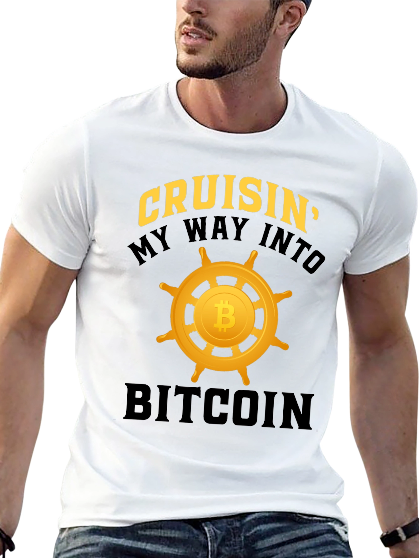 Cruisin Into Bitcoin Black Graphic T-Shirt