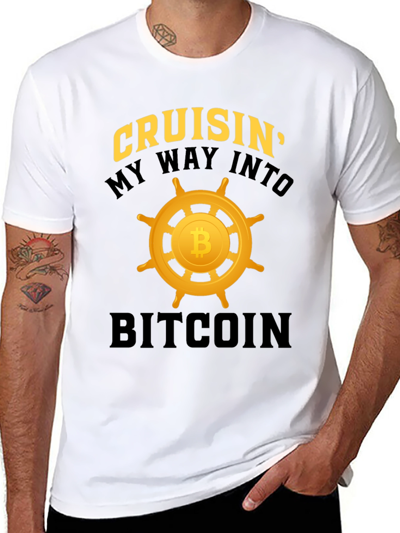 Cruisin Into Bitcoin Black Graphic T-Shirt