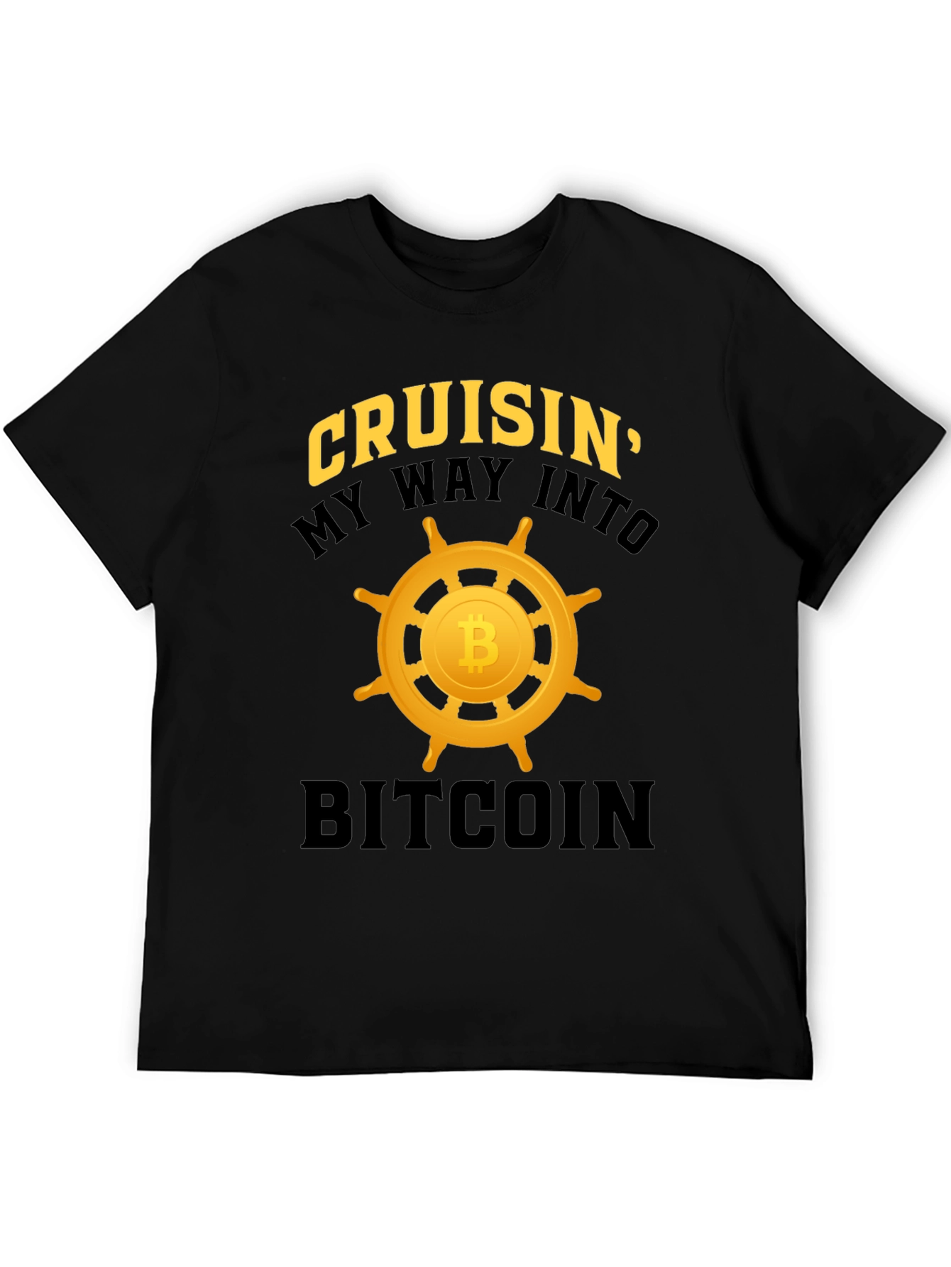 Cruisin Into Bitcoin Black Graphic T-Shirt