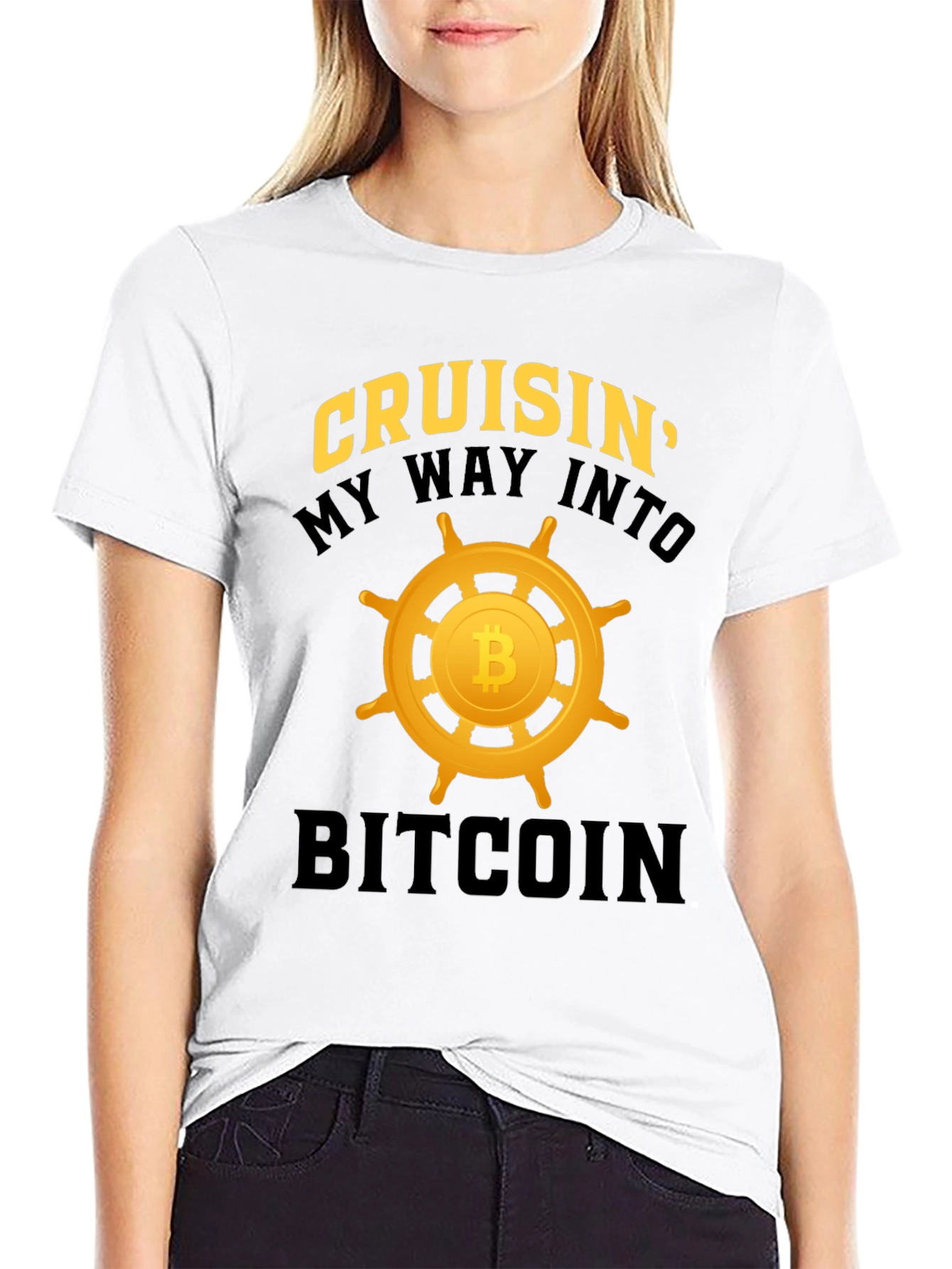 Cruisin Into Bitcoin Black Graphic T-Shirt