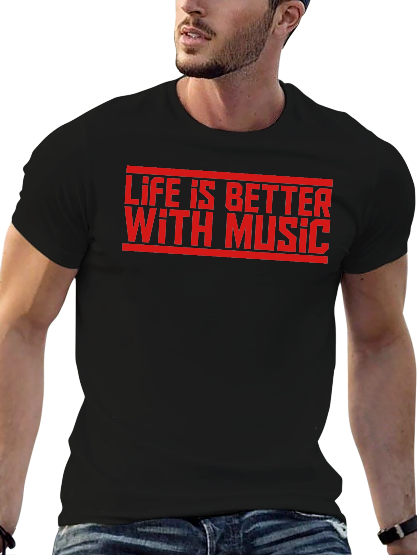 Life is Better With Music Graphic Tee - Black