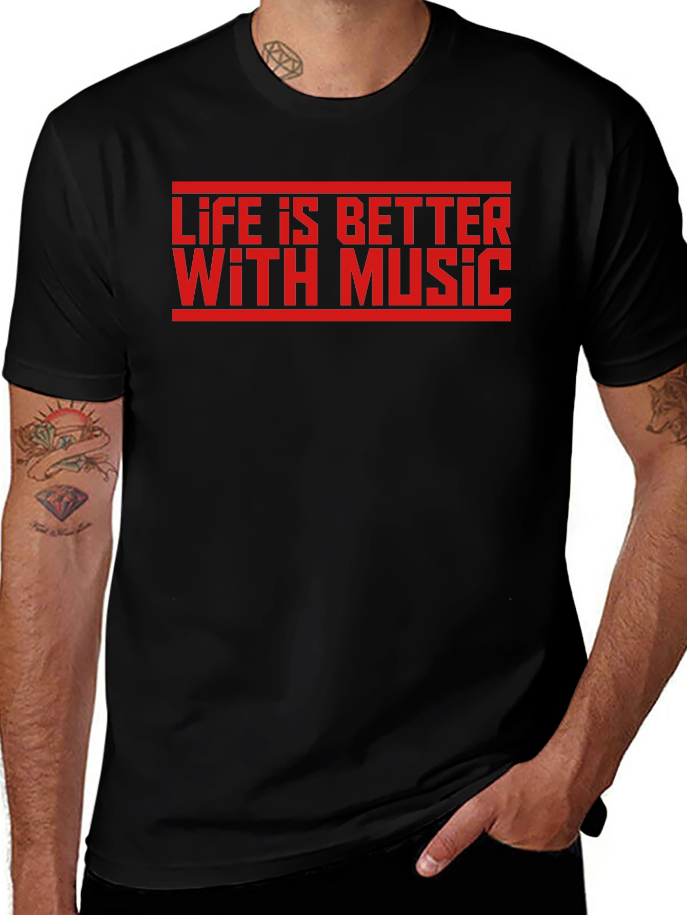 Life is Better With Music Graphic Tee - Black