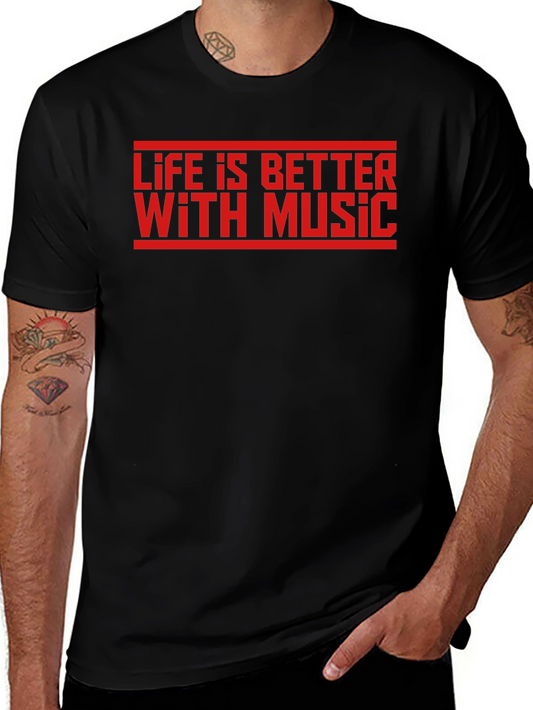 Life is Better With Music Graphic Tee - Black