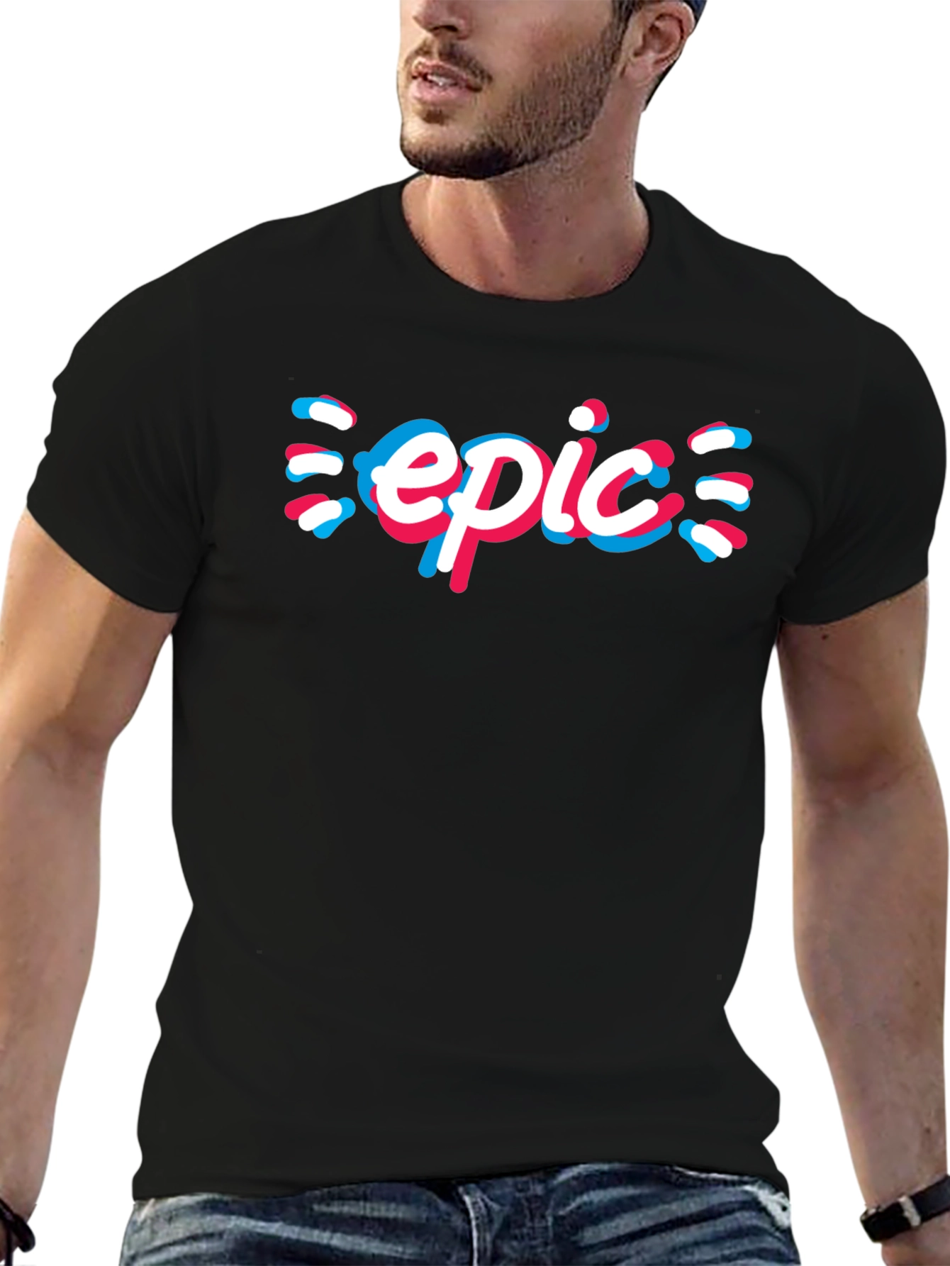 Epic Graphic Tee - Modern Black Cotton Blend T-Shirt